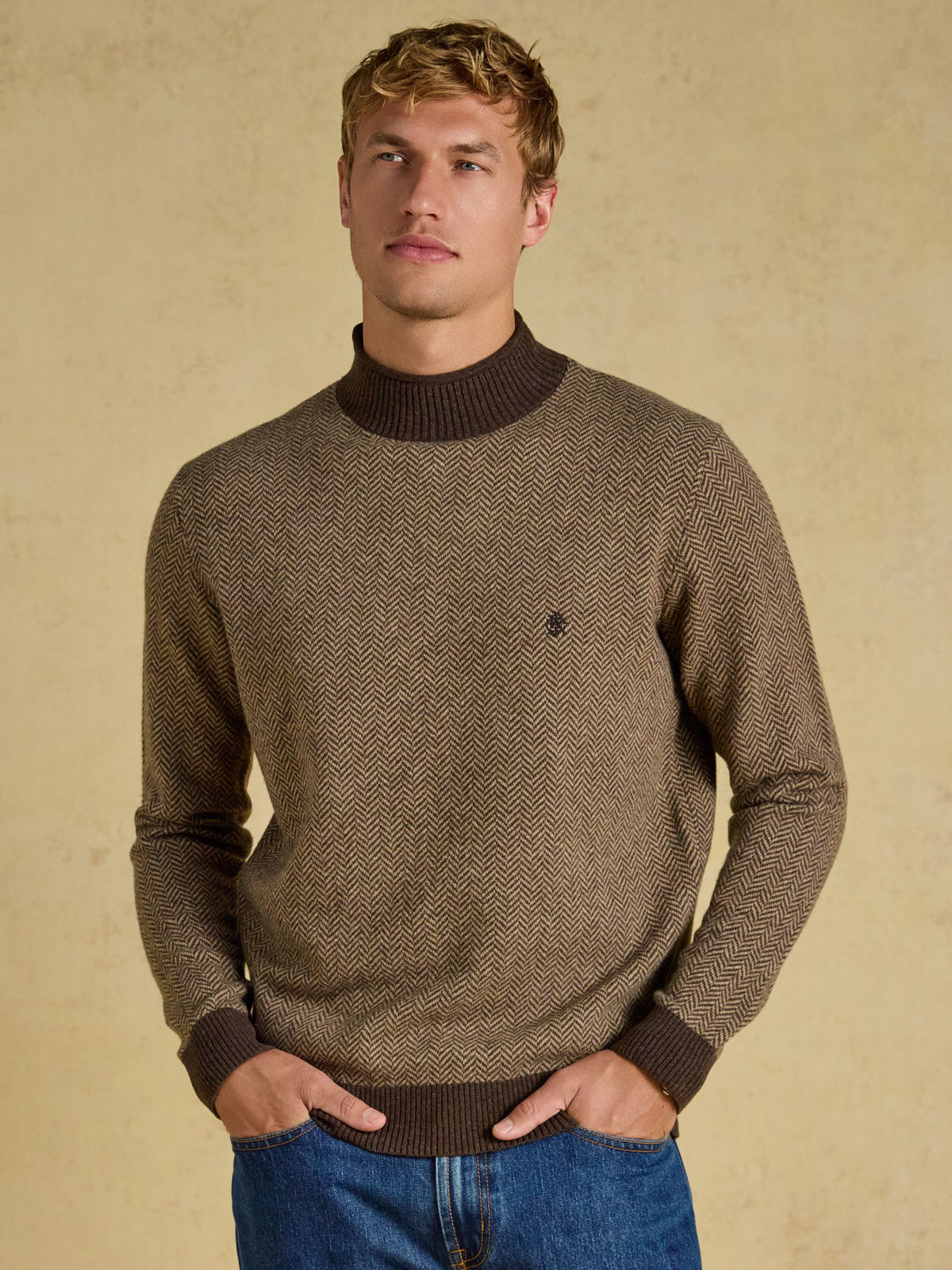 Wool Rich Roll Neck Jumper - Brown