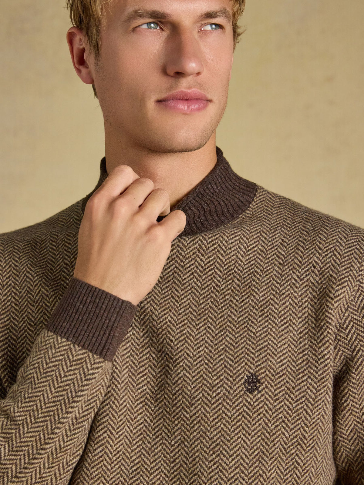 Wool Rich Roll Neck Jumper - Brown