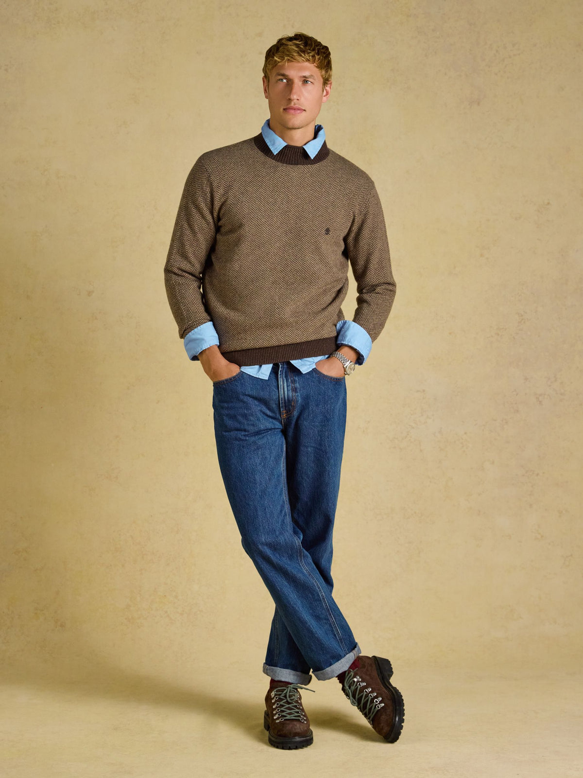 Wool Rich Roll Neck Jumper - Brown