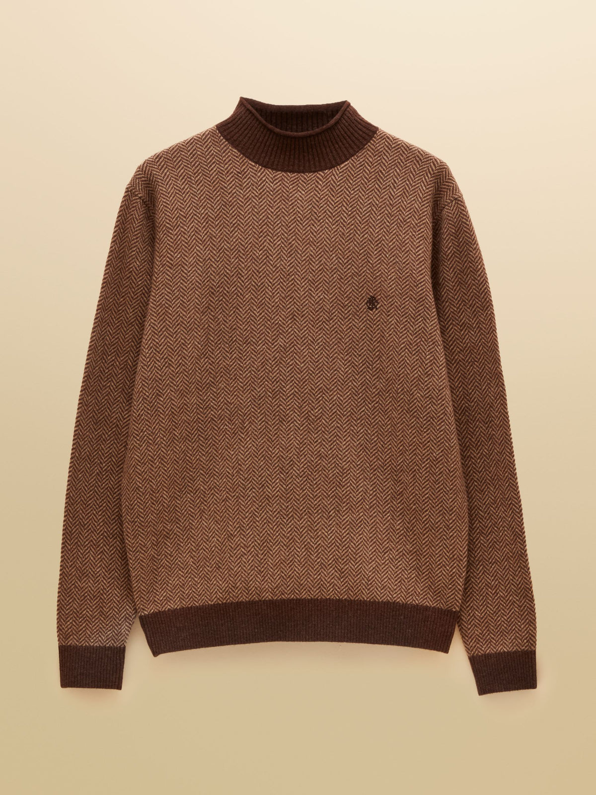 Wool Rich Roll Neck Jumper - Brown