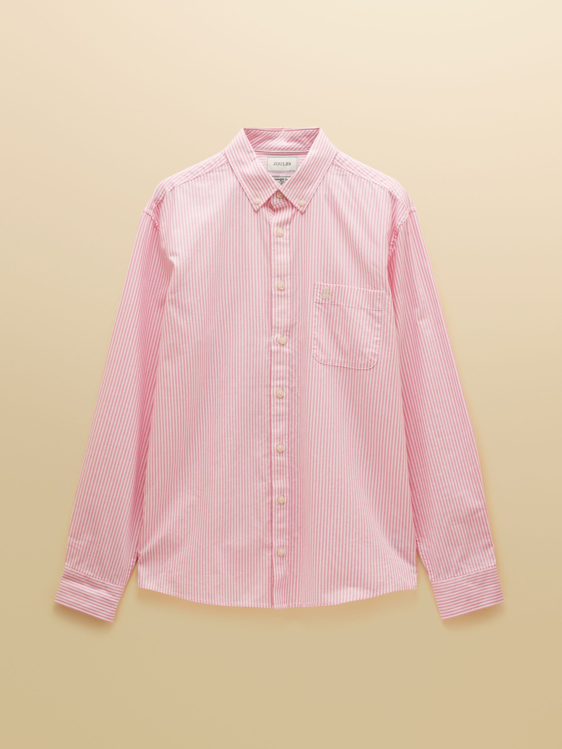 Pink & White Striped Classic Fit Oxford Shirt