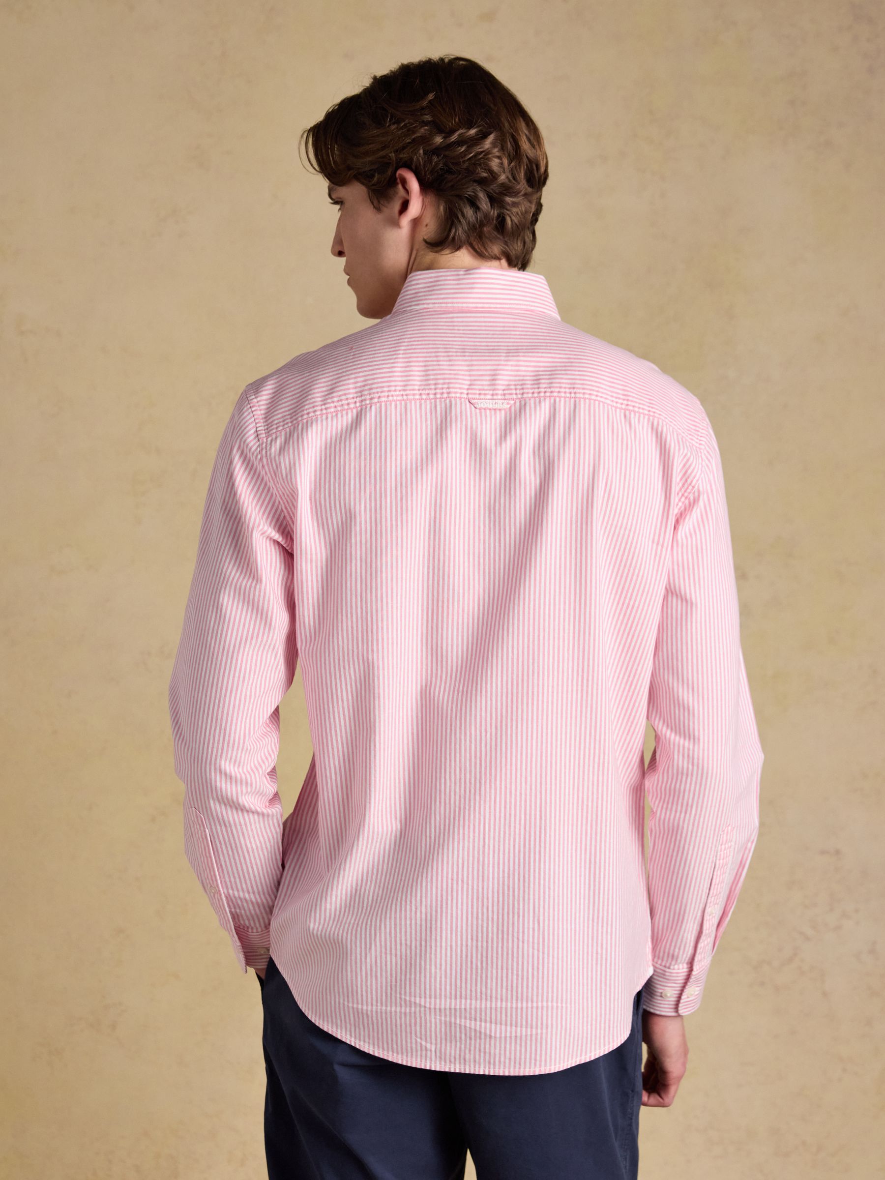 Pink & White Striped Classic Fit Oxford Shirt