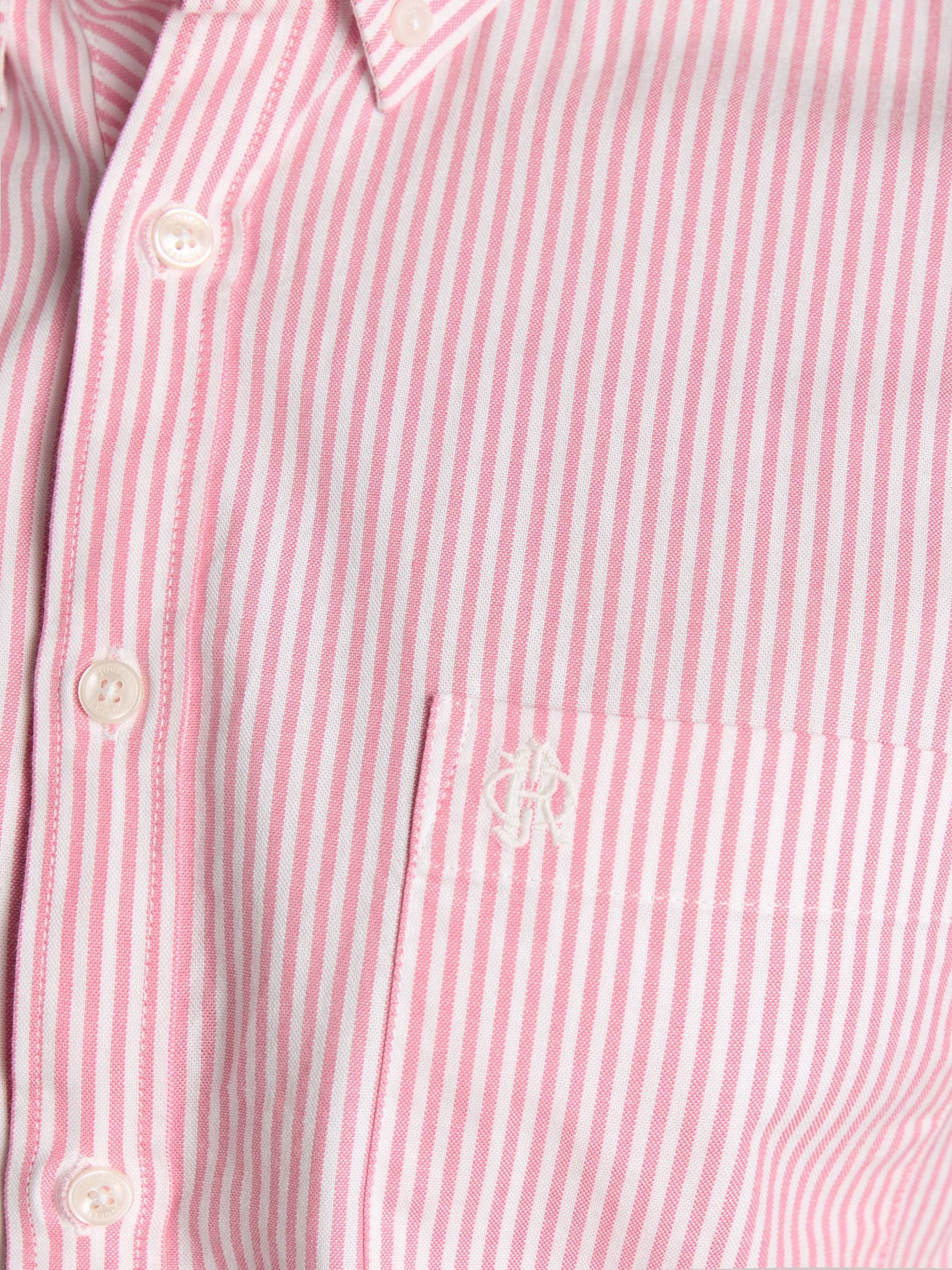 Pink & White Striped Classic Fit Oxford Shirt