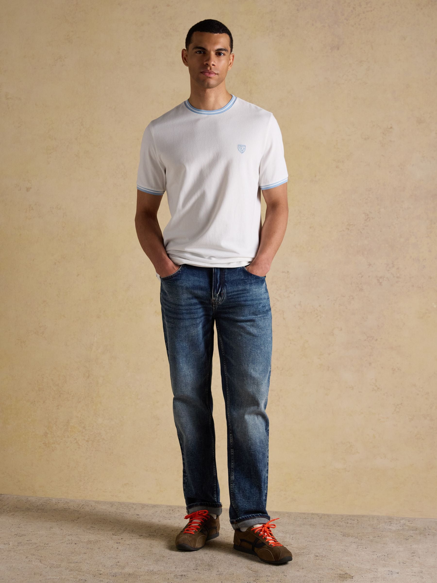 White Classic Fit Cotton Pique T-Shirt