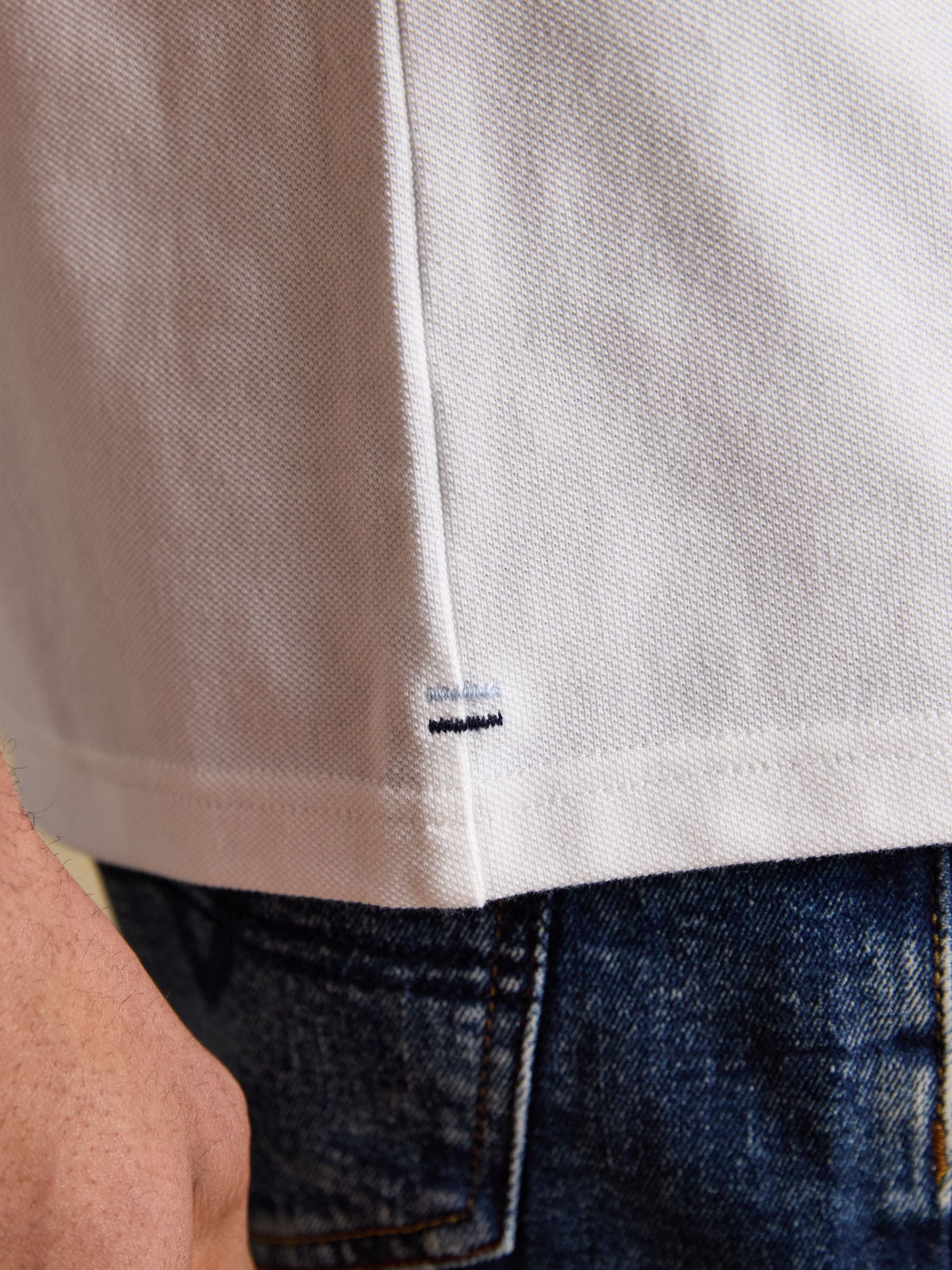 White Classic Fit Cotton Pique T-Shirt