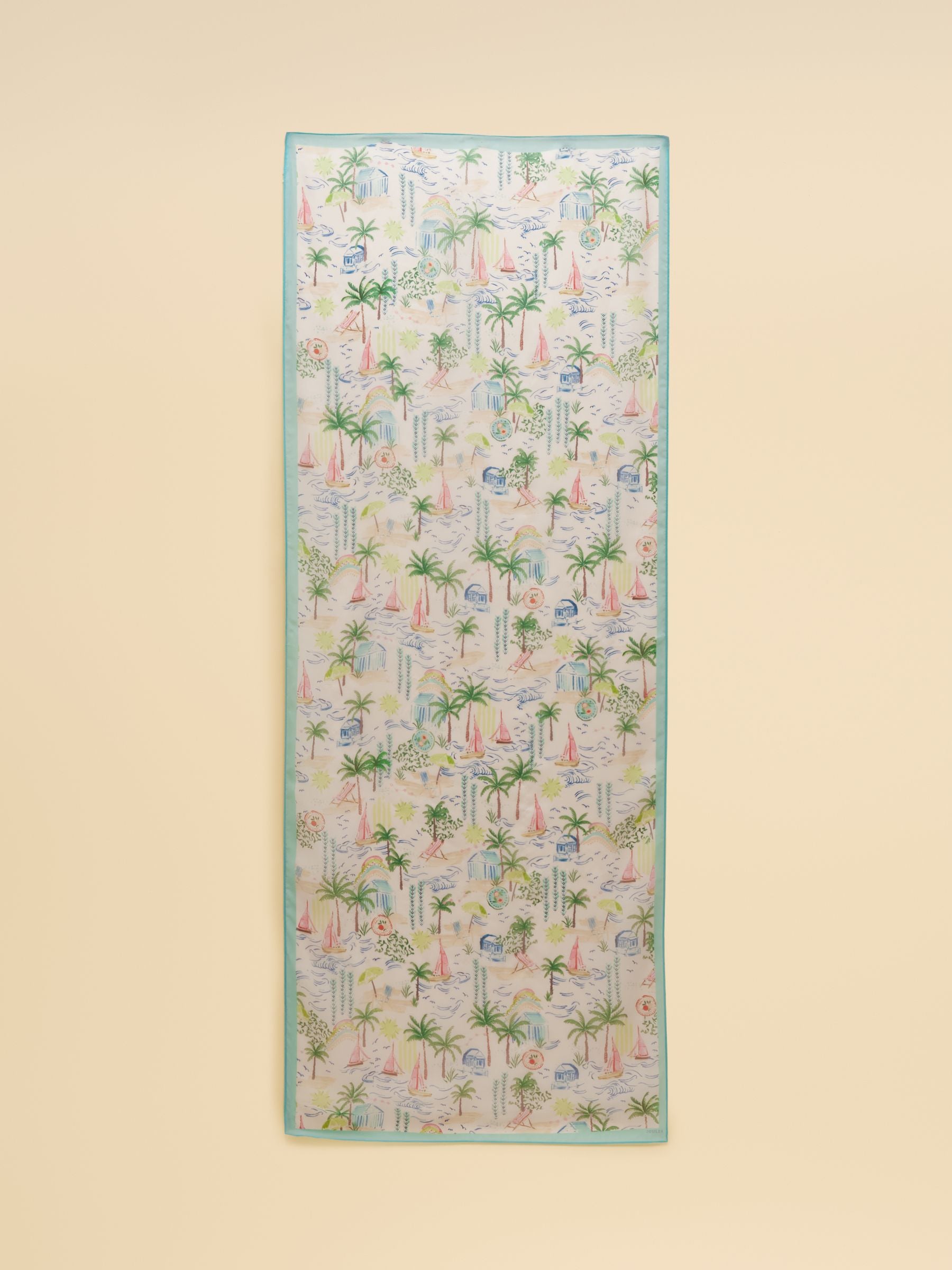 Abberton White Coastal Scene Printed Scarf