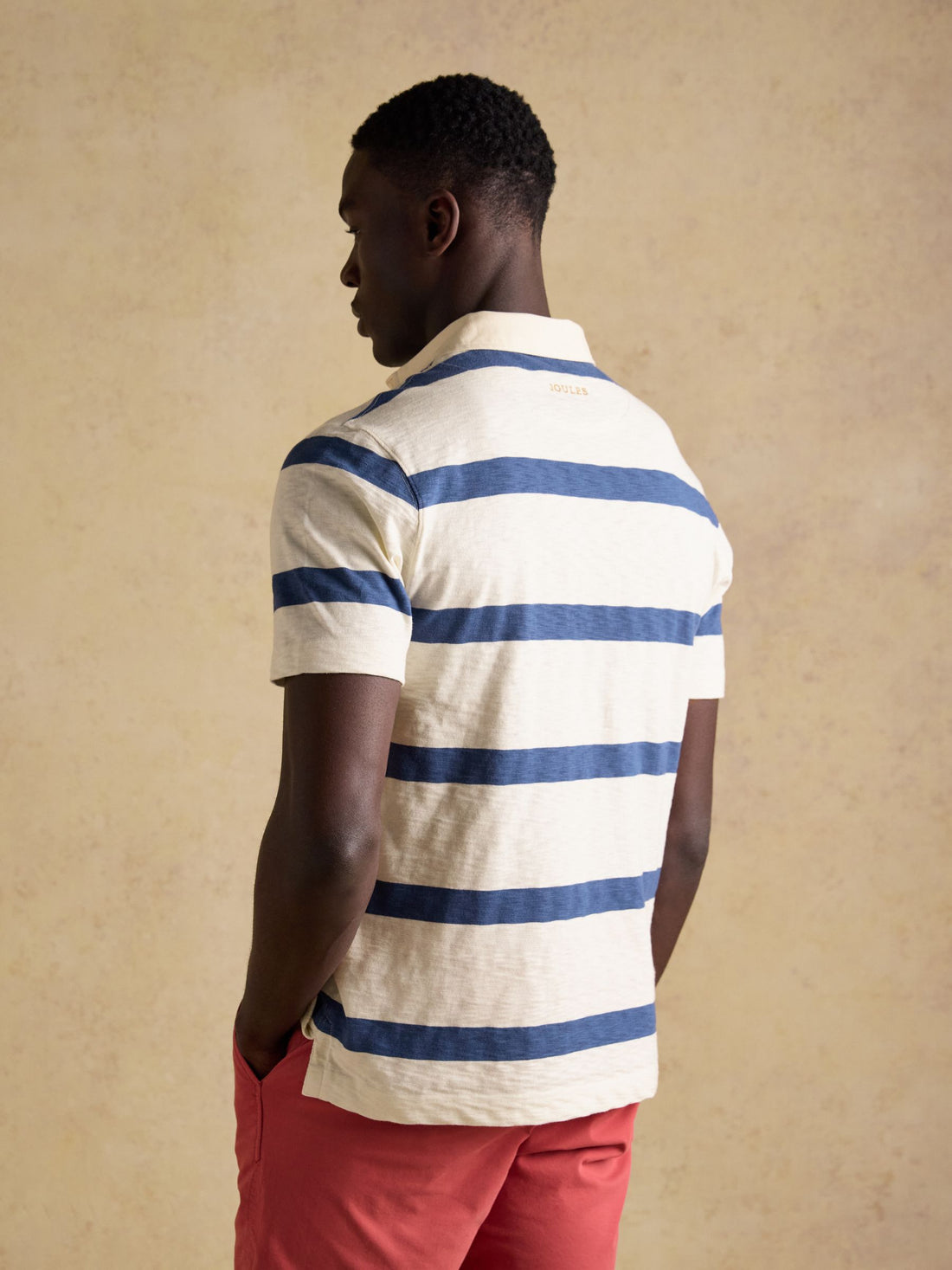 Summer Slub Cream & Navy Striped Short Sleeve Rugby Shirt