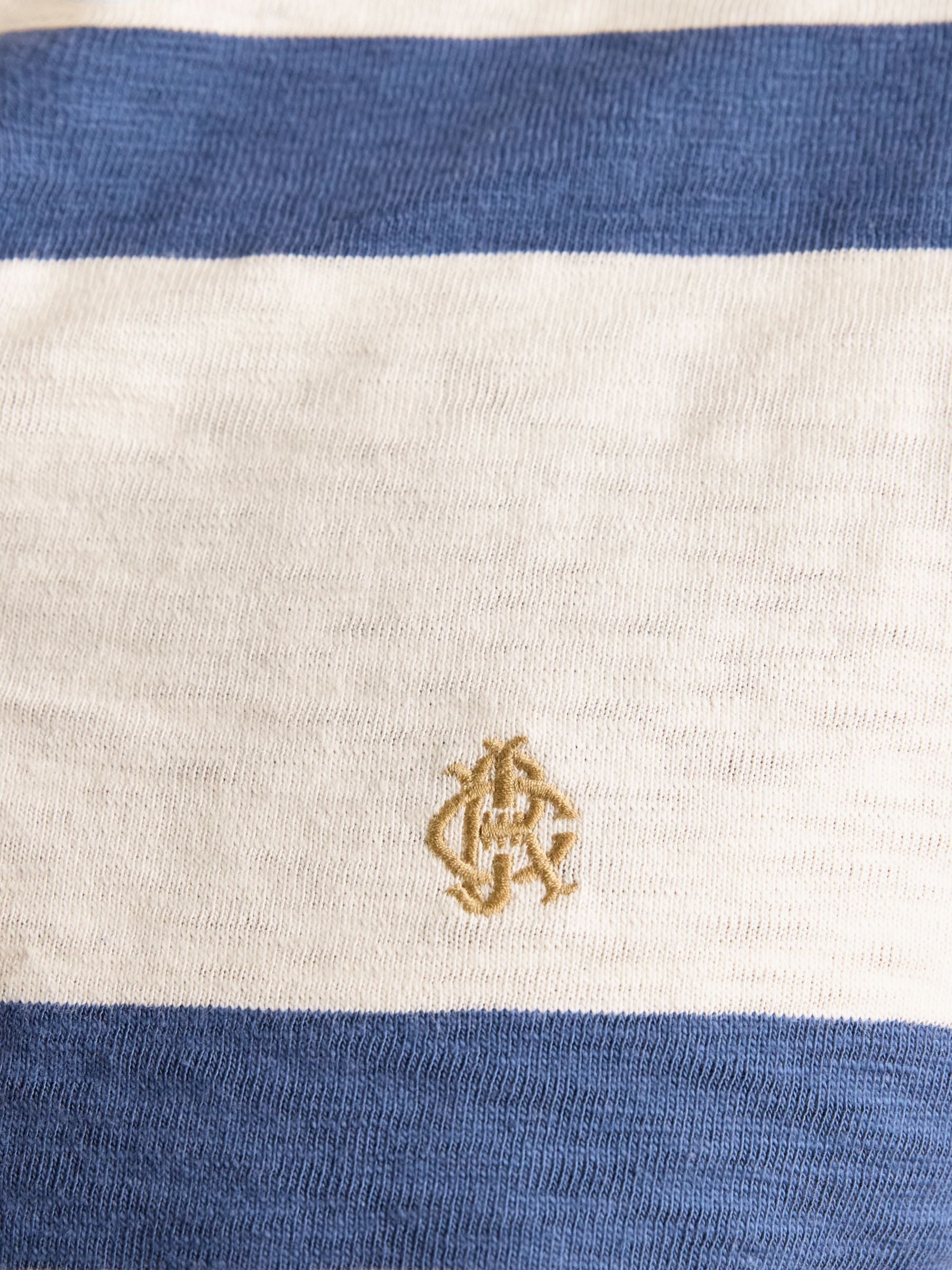 Summer Slub Cream & Navy Striped Short Sleeve Rugby Shirt