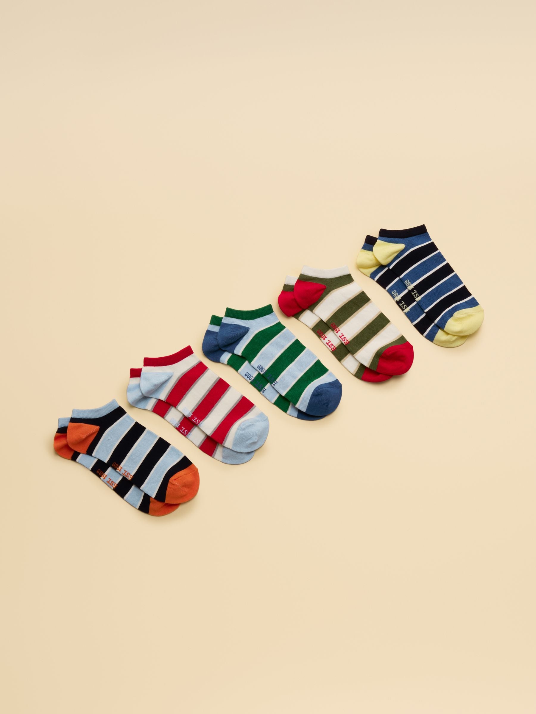 Men's Rilla Multi Bright Trainer Socks 5 Pack