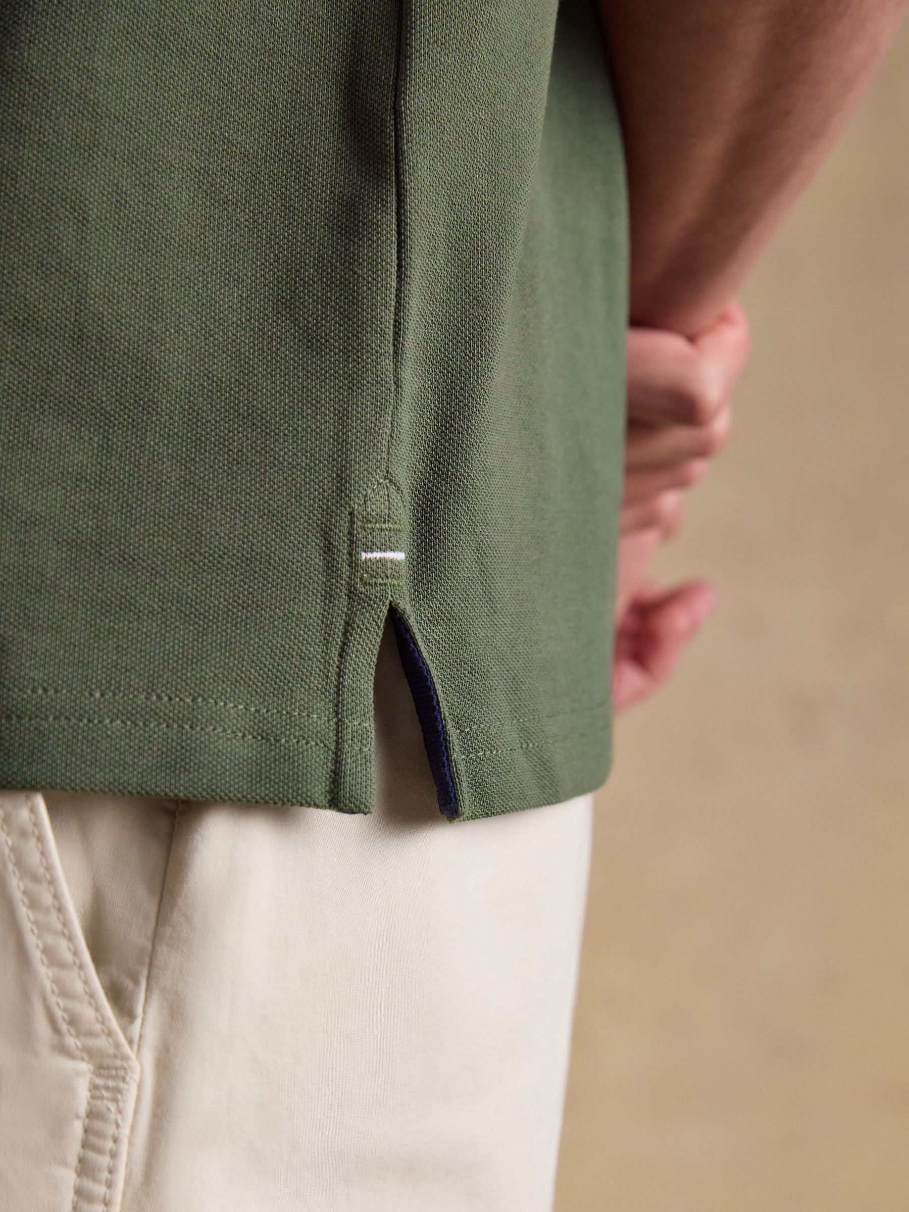 Woody Khaki Green Cotton Pique Polo Shirt