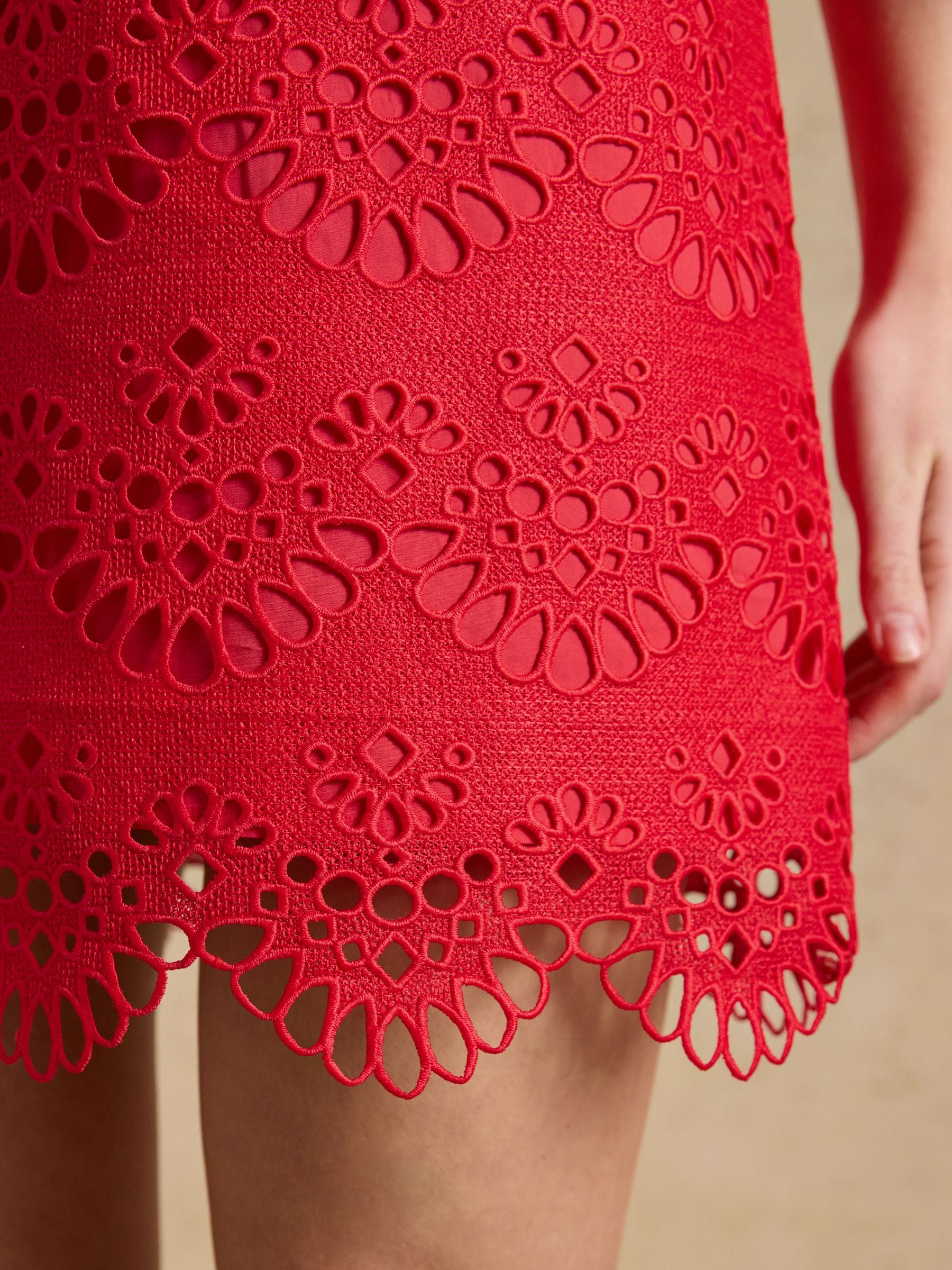 Taylor Red Cayenne Broderie Shift Mini Dress