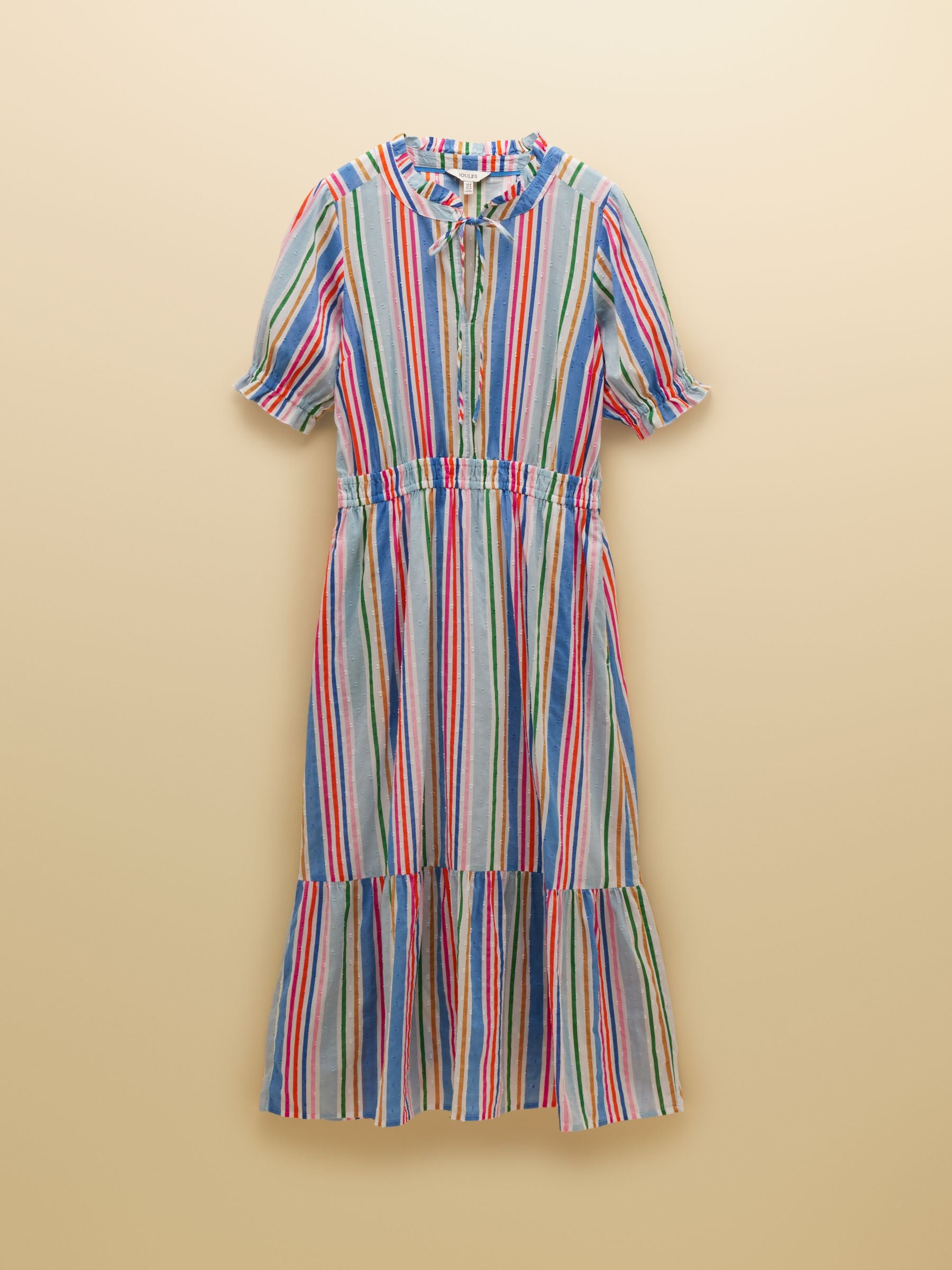 Larissa Multi Striped Tie Neck Midi Dress