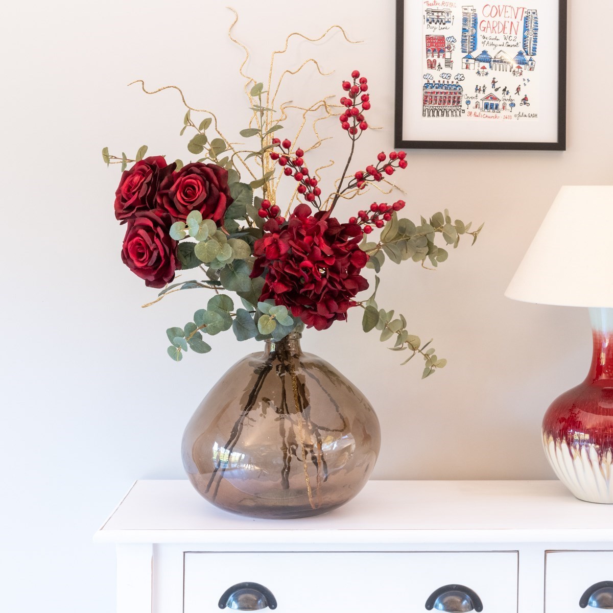 Luxury Faux Hydrangea - Red