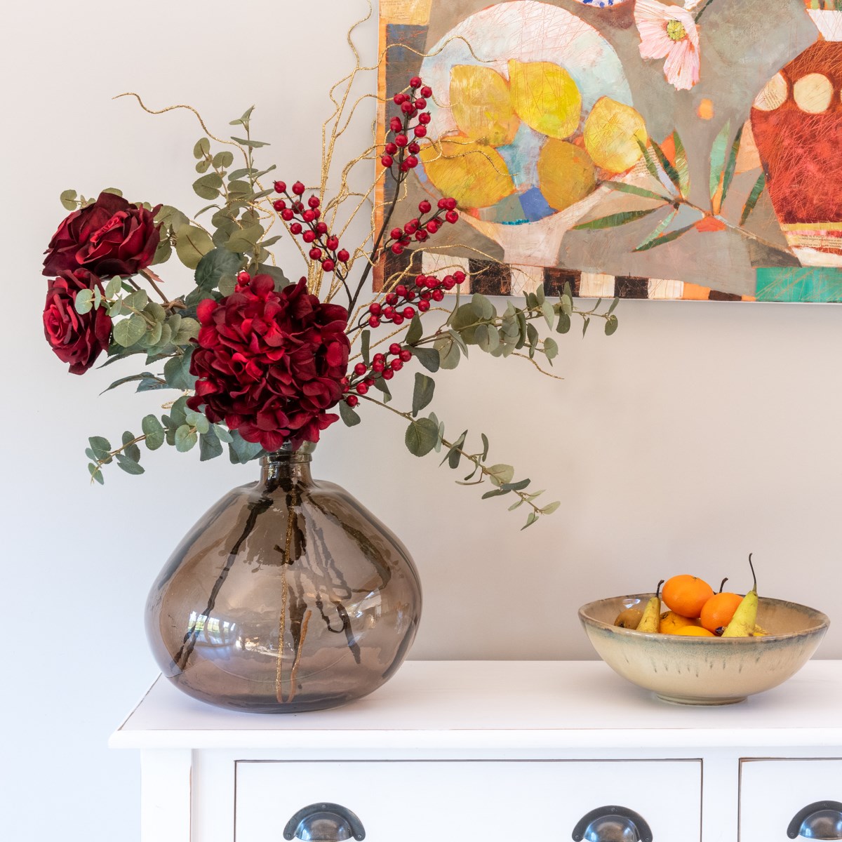Faux Winter Berry Stem - Red
