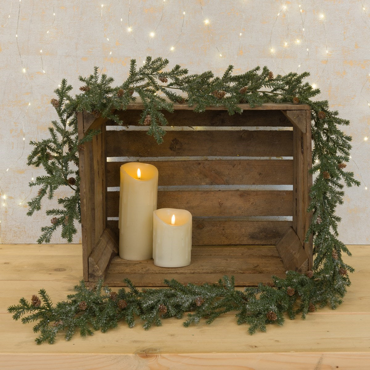 Frosted Faux Teardrop Pine Garland