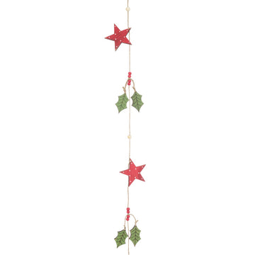 WOODEN STAR & HOLLY GARLAND