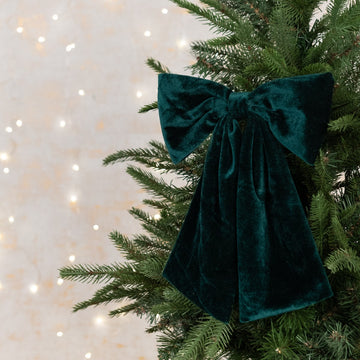 Green Velvet Bow on Clip 31cm