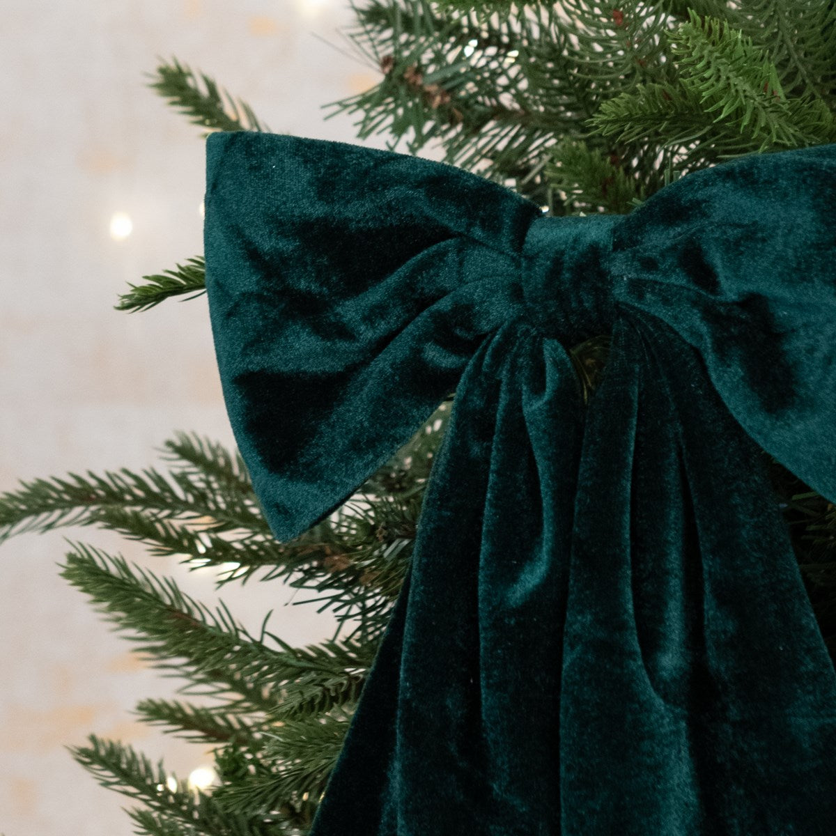 Green Velvet Bow on Clip 31cm