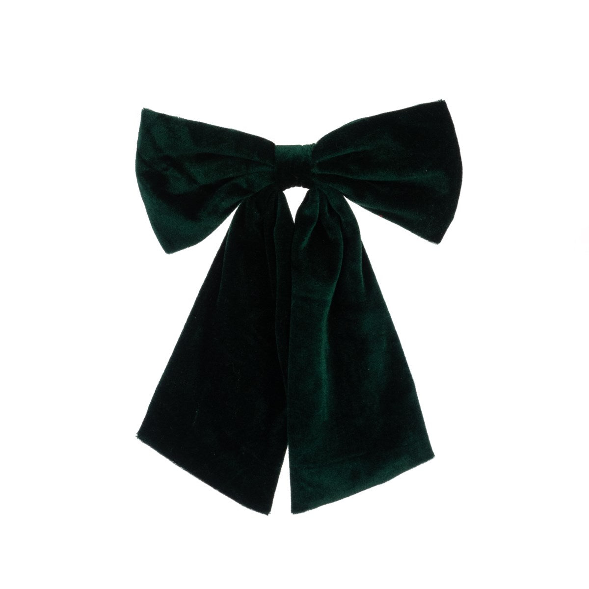 Green Velvet Bow on Clip 31cm