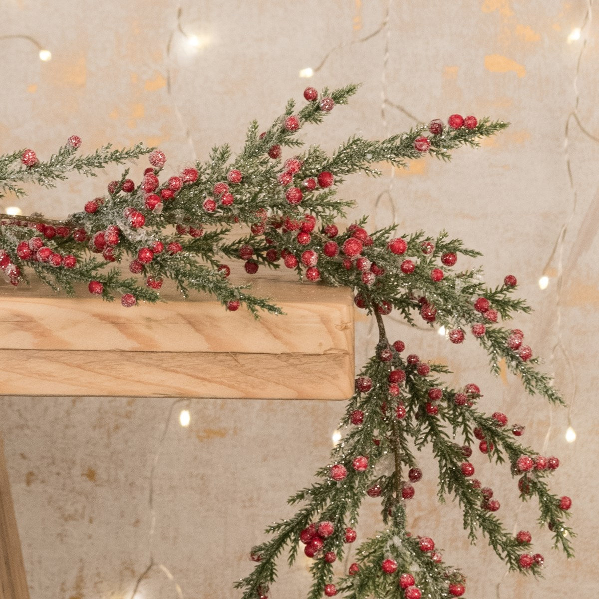 Frosted Faux Cyprus Berry Garland Red
