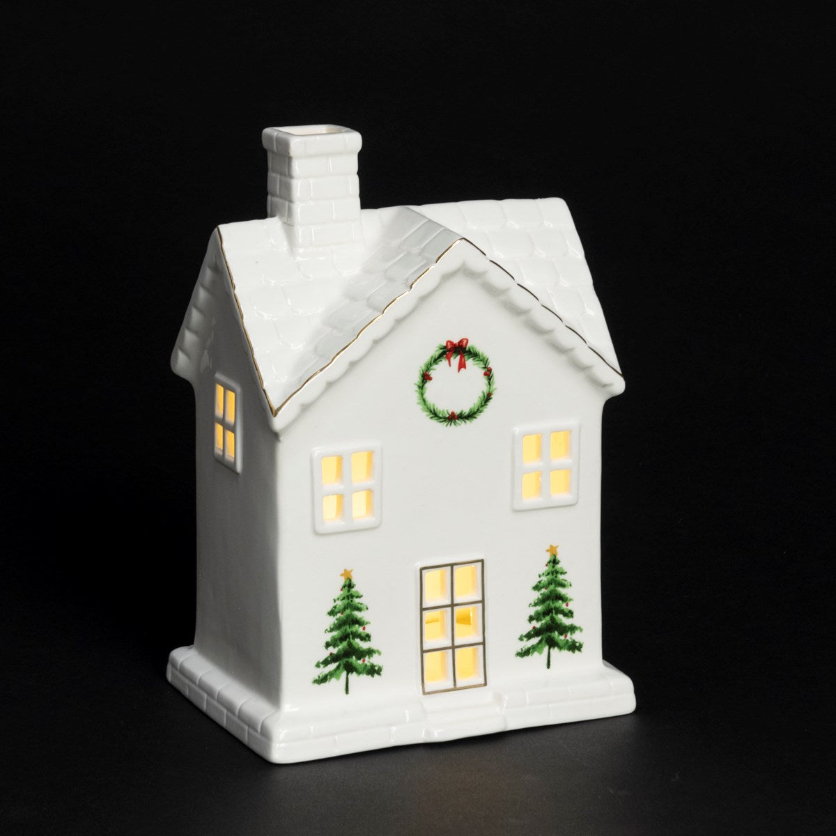 Porcelain Wreath House Battery Operated