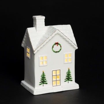 Porcelain Wreath House Battery Operated