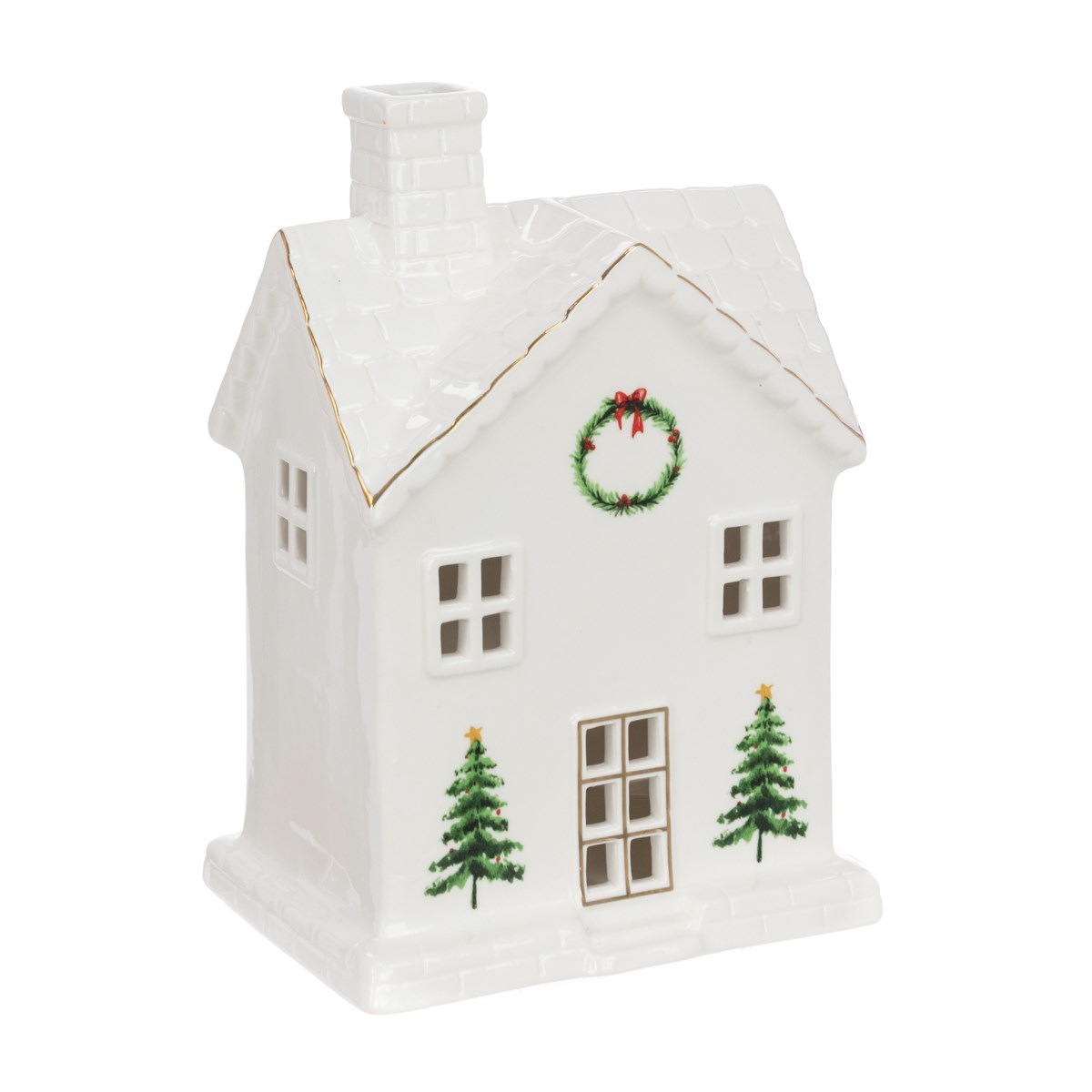Porcelain Wreath House Battery Operated