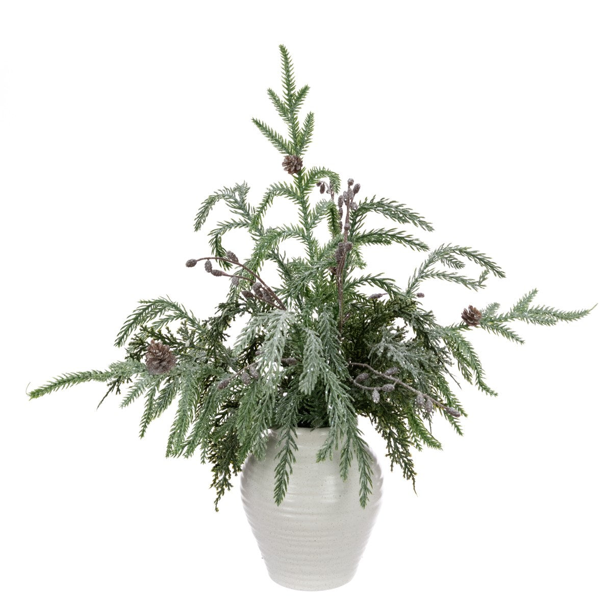 Artificial Sparkle Pine in White Pot