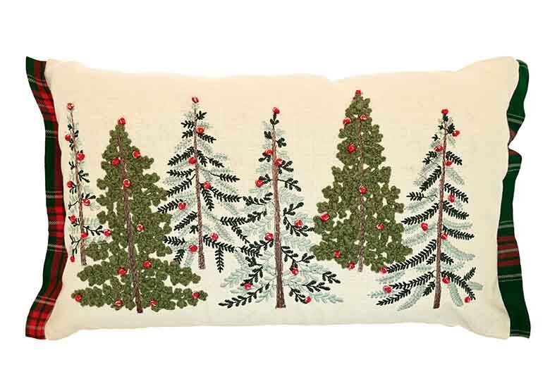 Winter woods with tartan flange cushion
