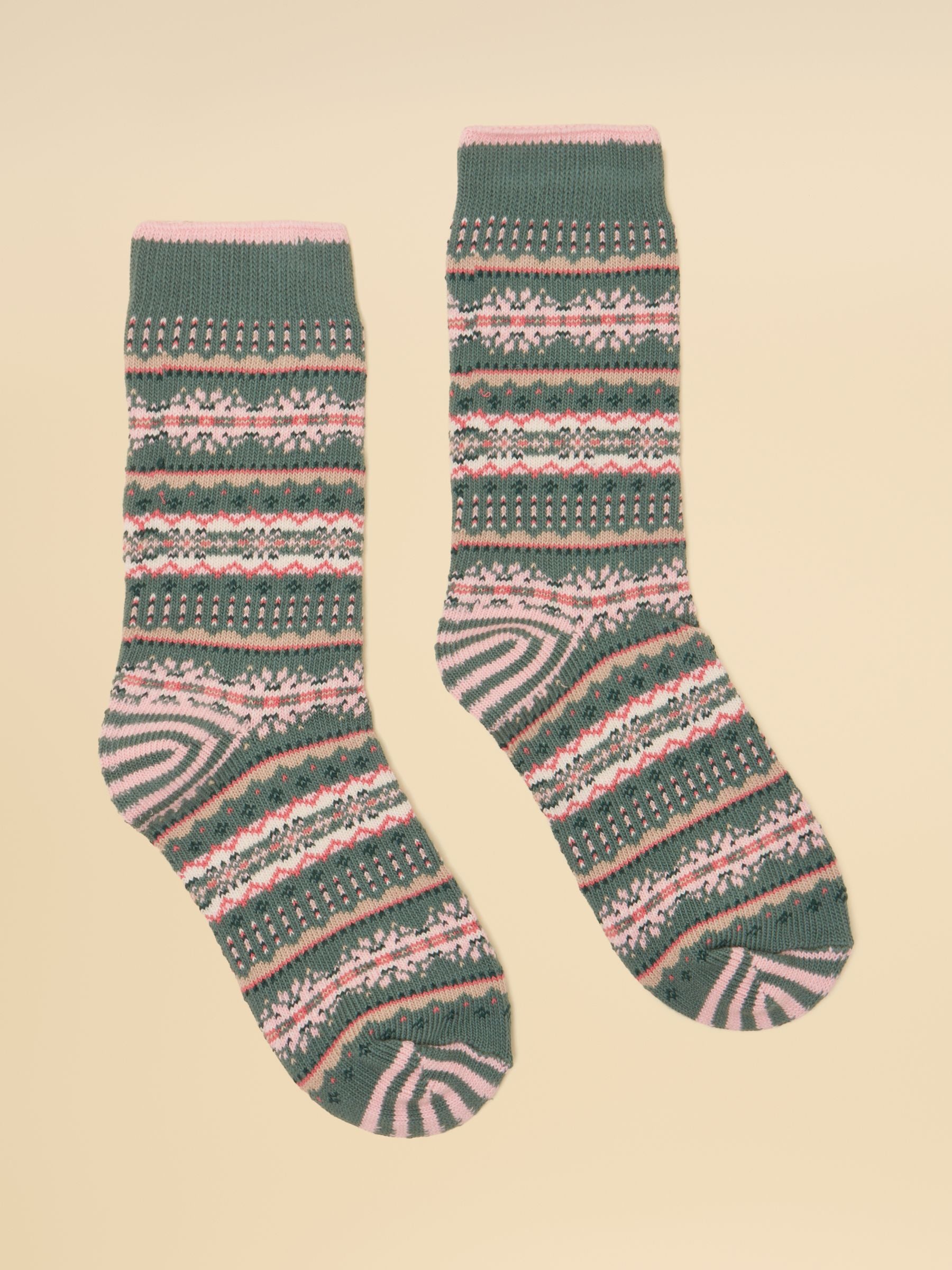 Lucille Khaki Green Fair Isle Socks