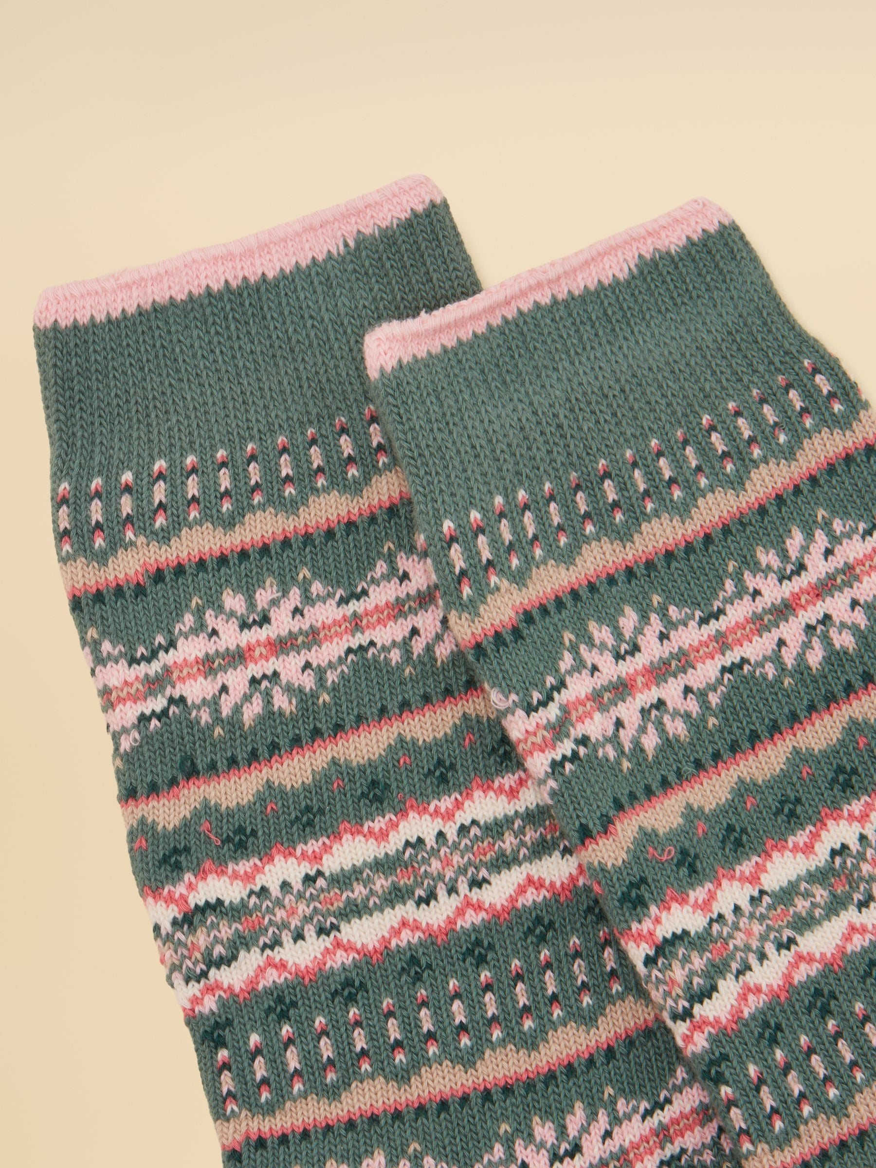 Lucille Khaki Green Fair Isle Socks