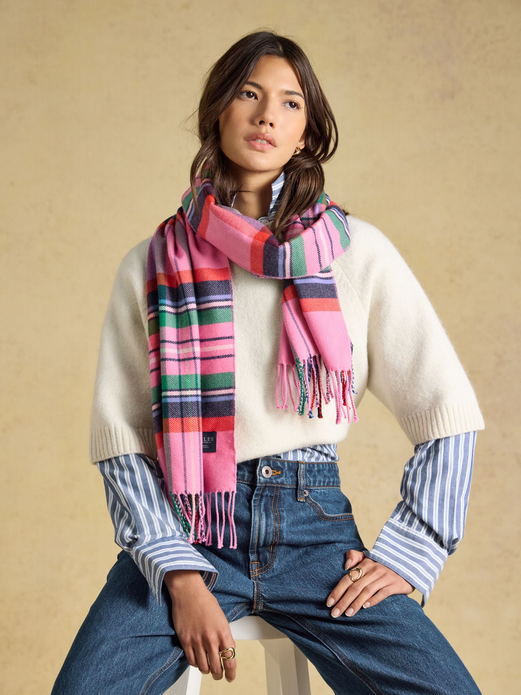 Langtree Pink & Green Check Scarf