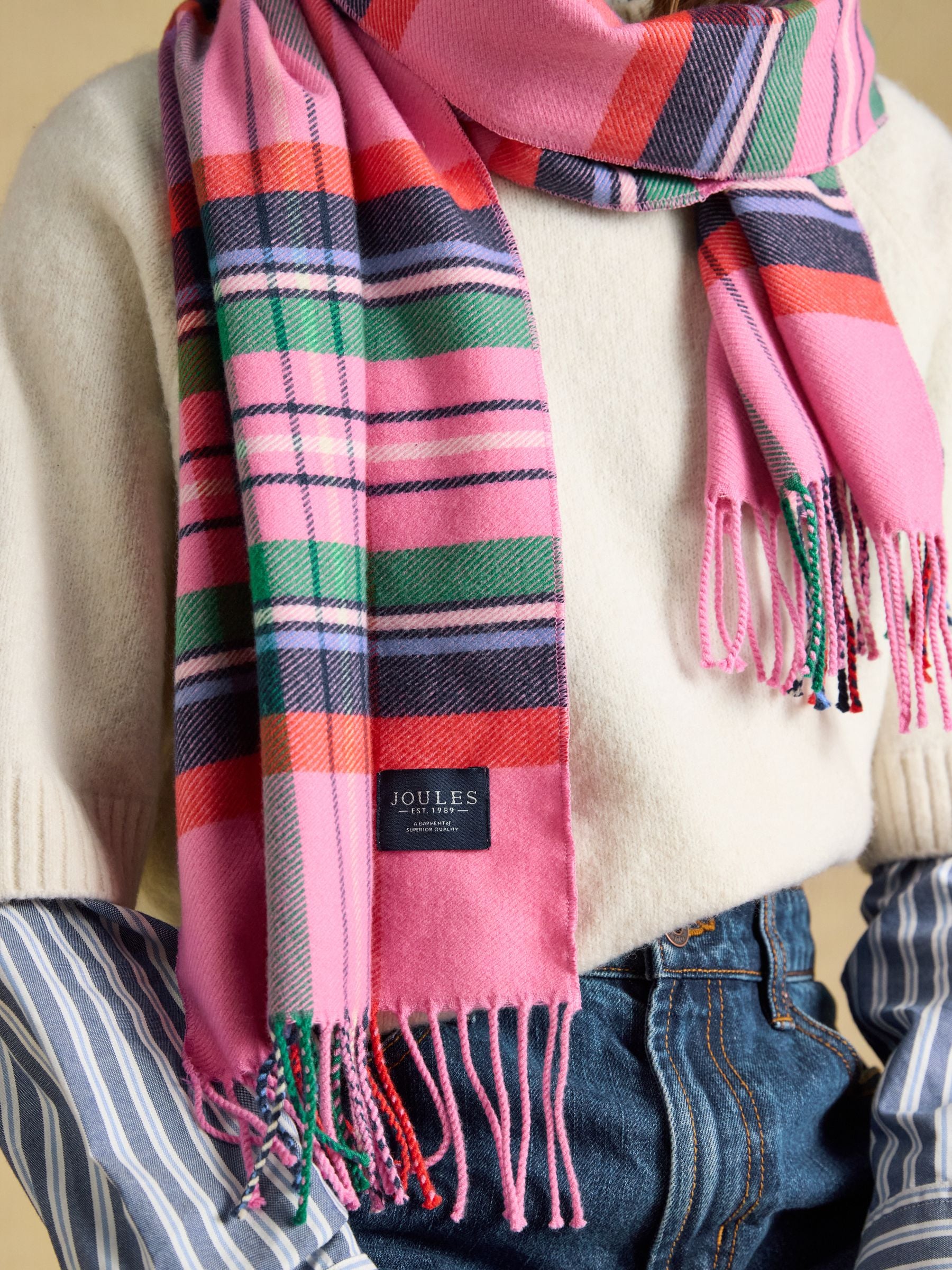 Langtree Pink & Green Check Scarf