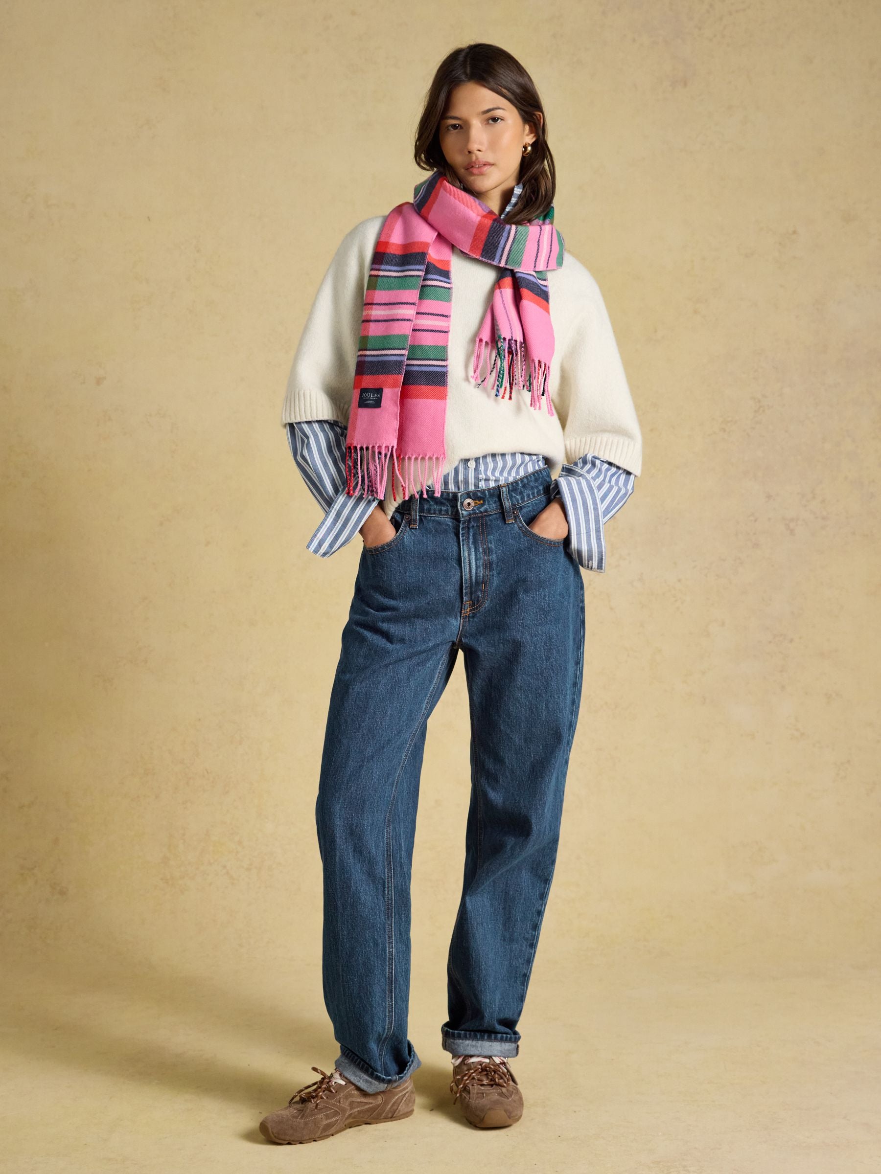 Langtree Pink & Green Check Scarf