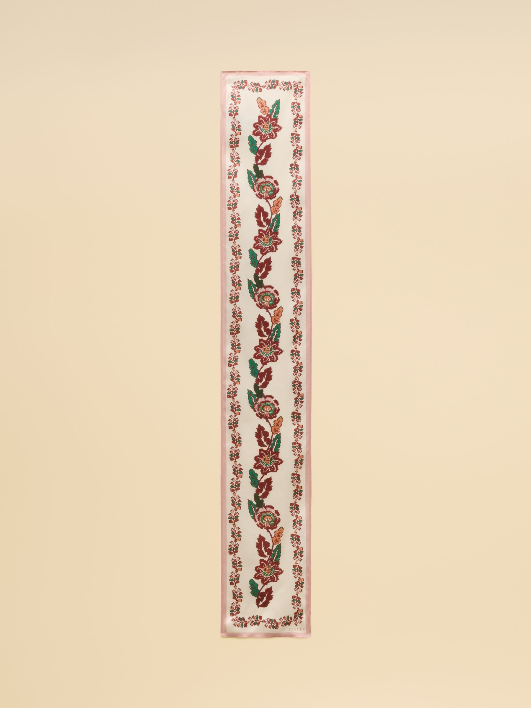 Highgrove Ecru Floral 100% Silk Skinny Scarf