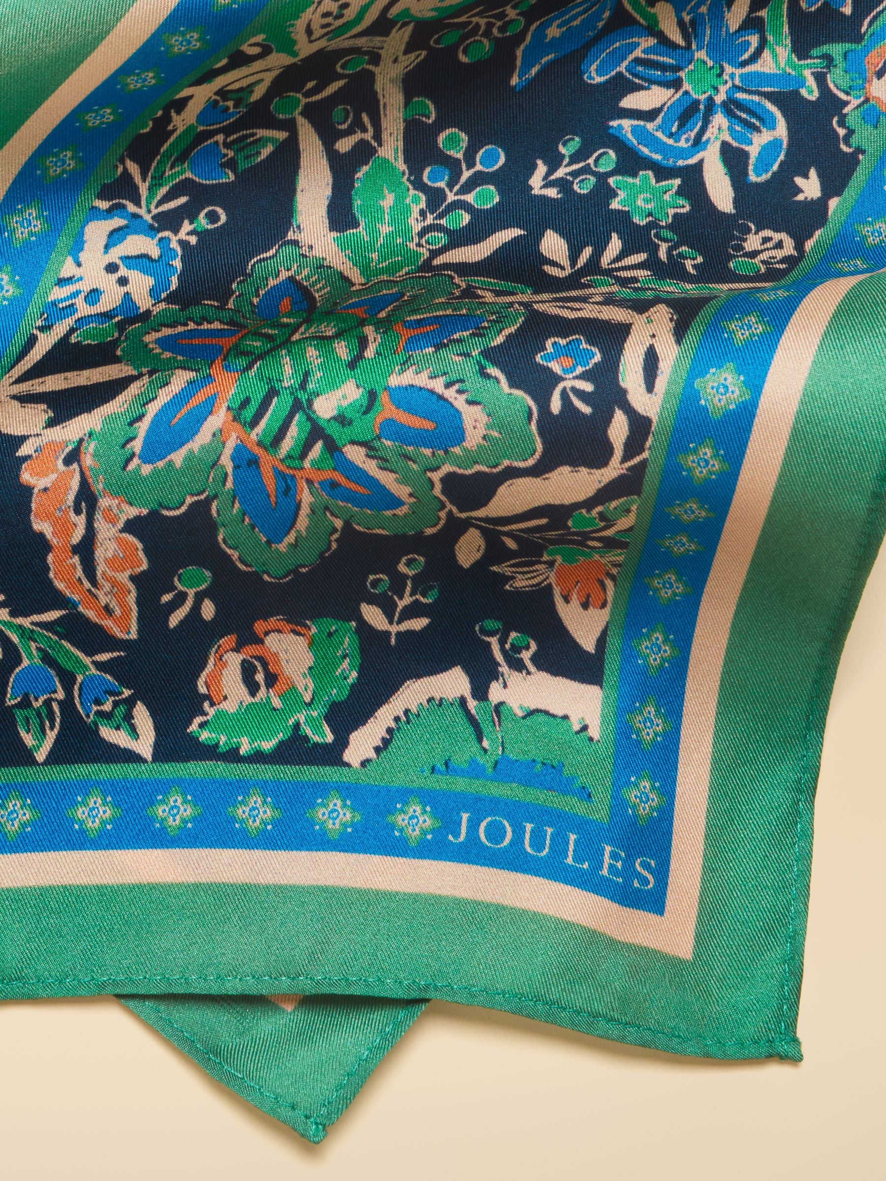 Highgrove Green Blue Floral 100% Silk Skinny Scarf