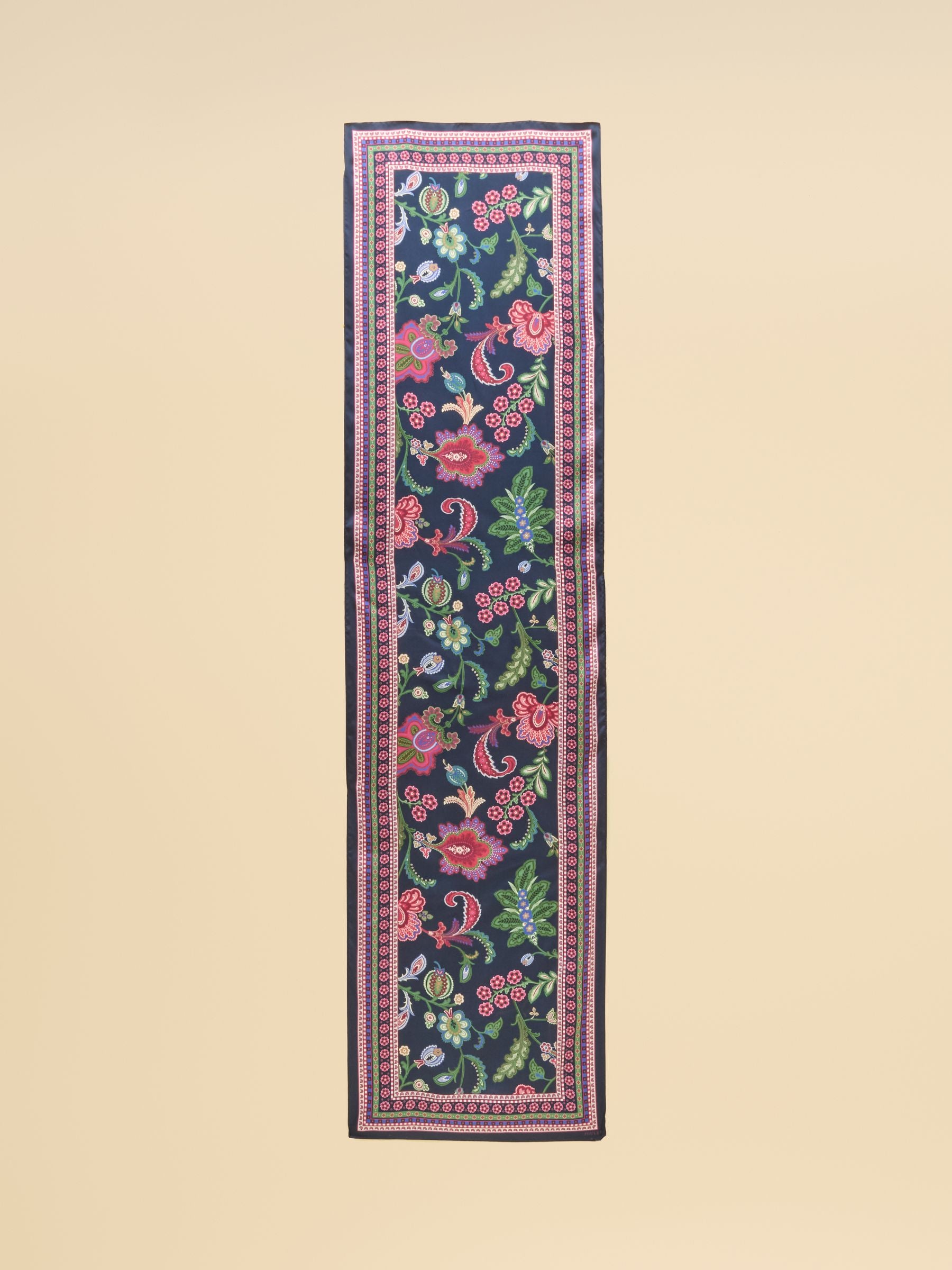 Windsor Navy & Pink Floral 100% Silk Large Rectangle Scarf