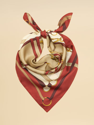 Bloomfield Burnt Orange Bridle Silk Square Scarf