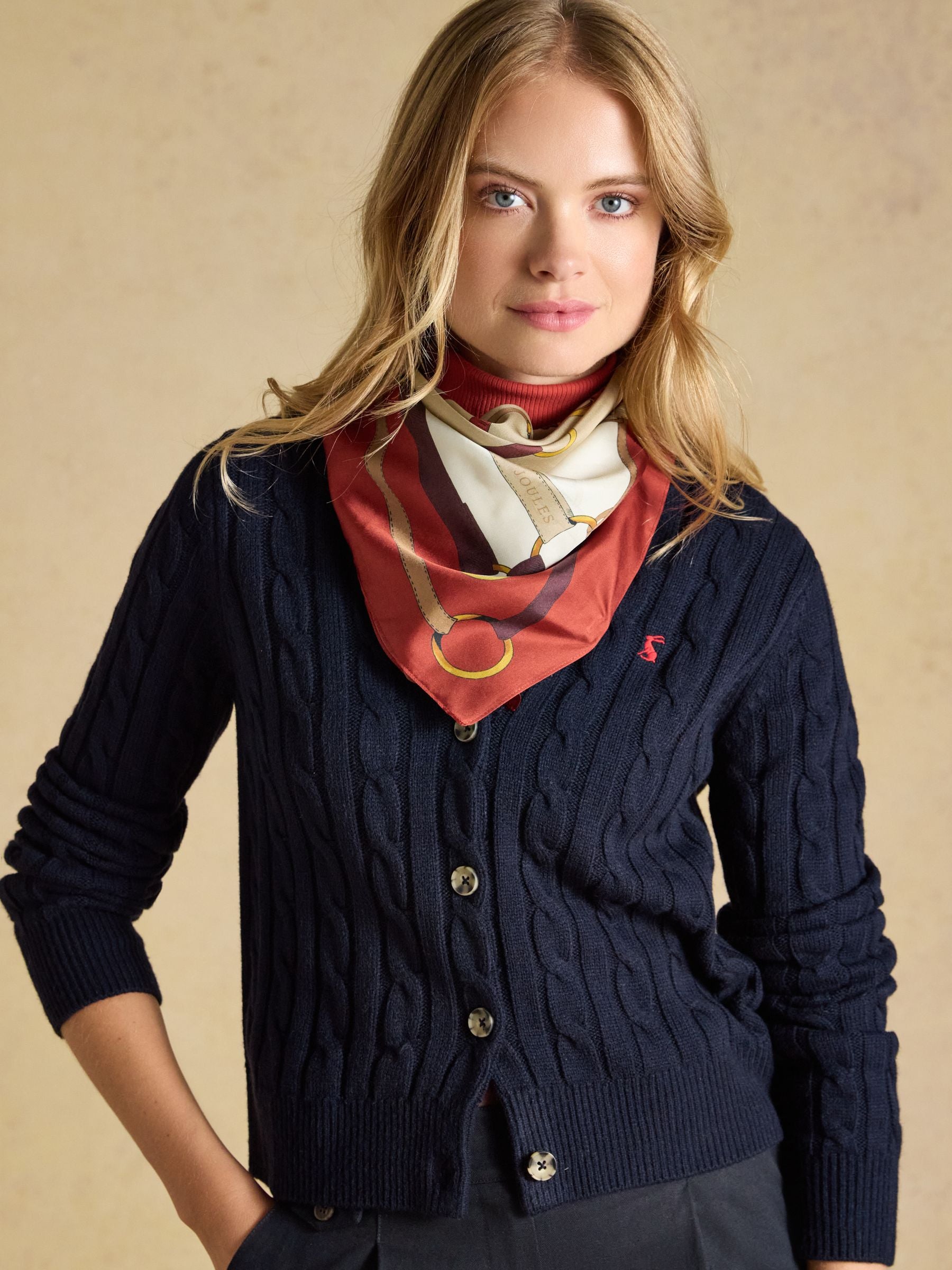 Bloomfield Burnt Orange Bridle Silk Square Scarf
