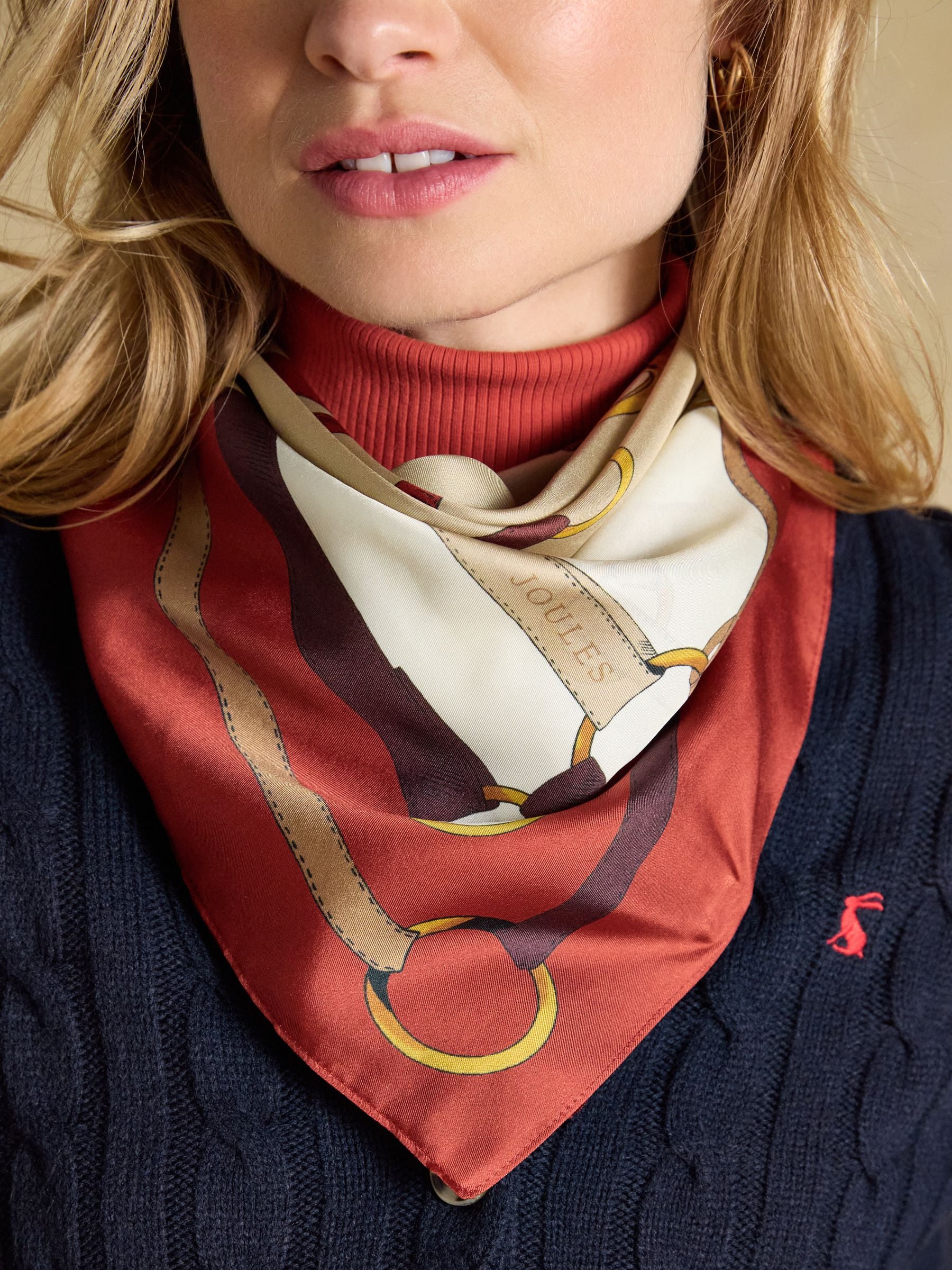Bloomfield Burnt Orange Bridle Silk Square Scarf