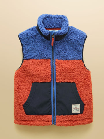 Boys' Billy Blue & Orange Fleece Gilet