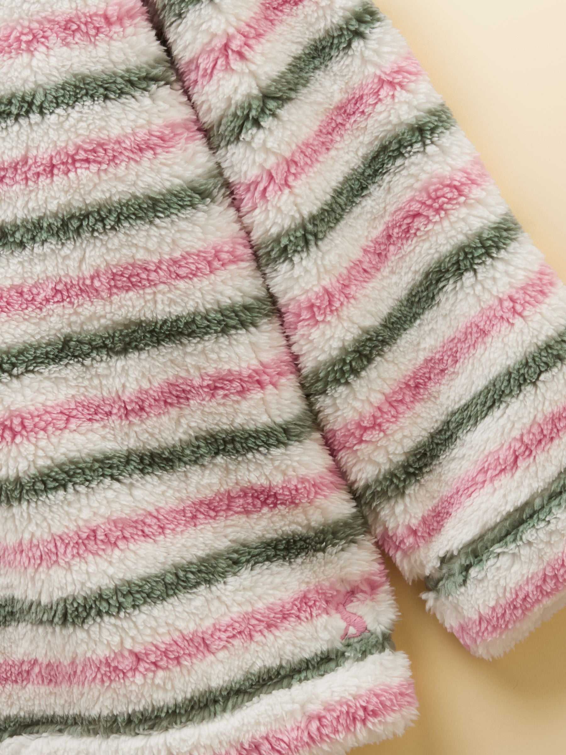 Girls' Woozle Pink & Khaki Stripe Quarter Zip Fleece