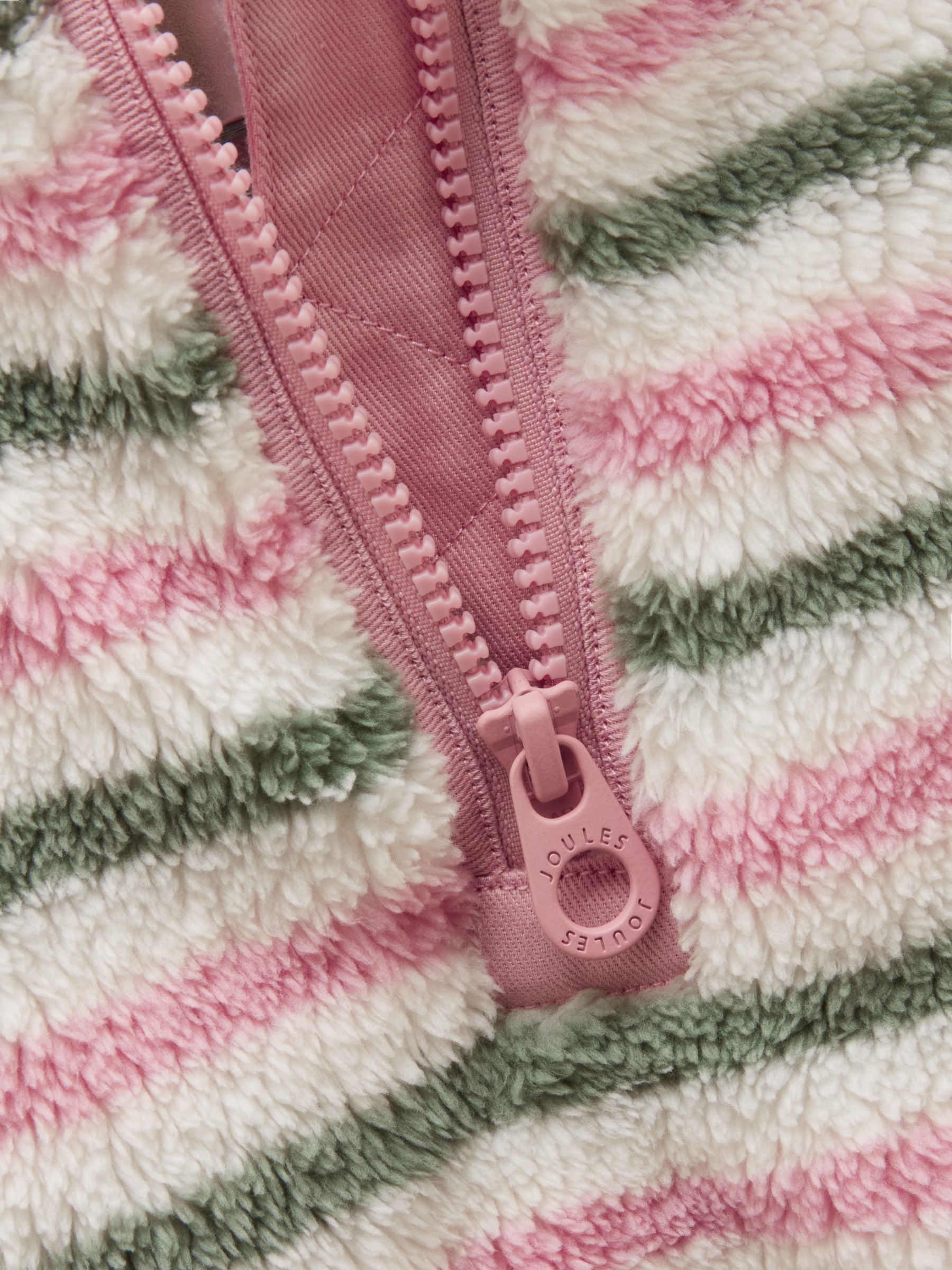 Girls' Woozle Pink & Khaki Stripe Quarter Zip Fleece