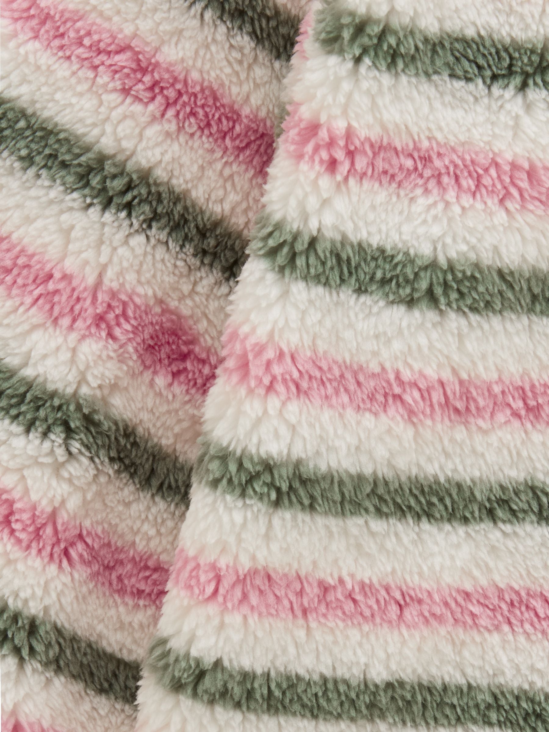 Girls' Woozle Pink & Khaki Stripe Quarter Zip Fleece