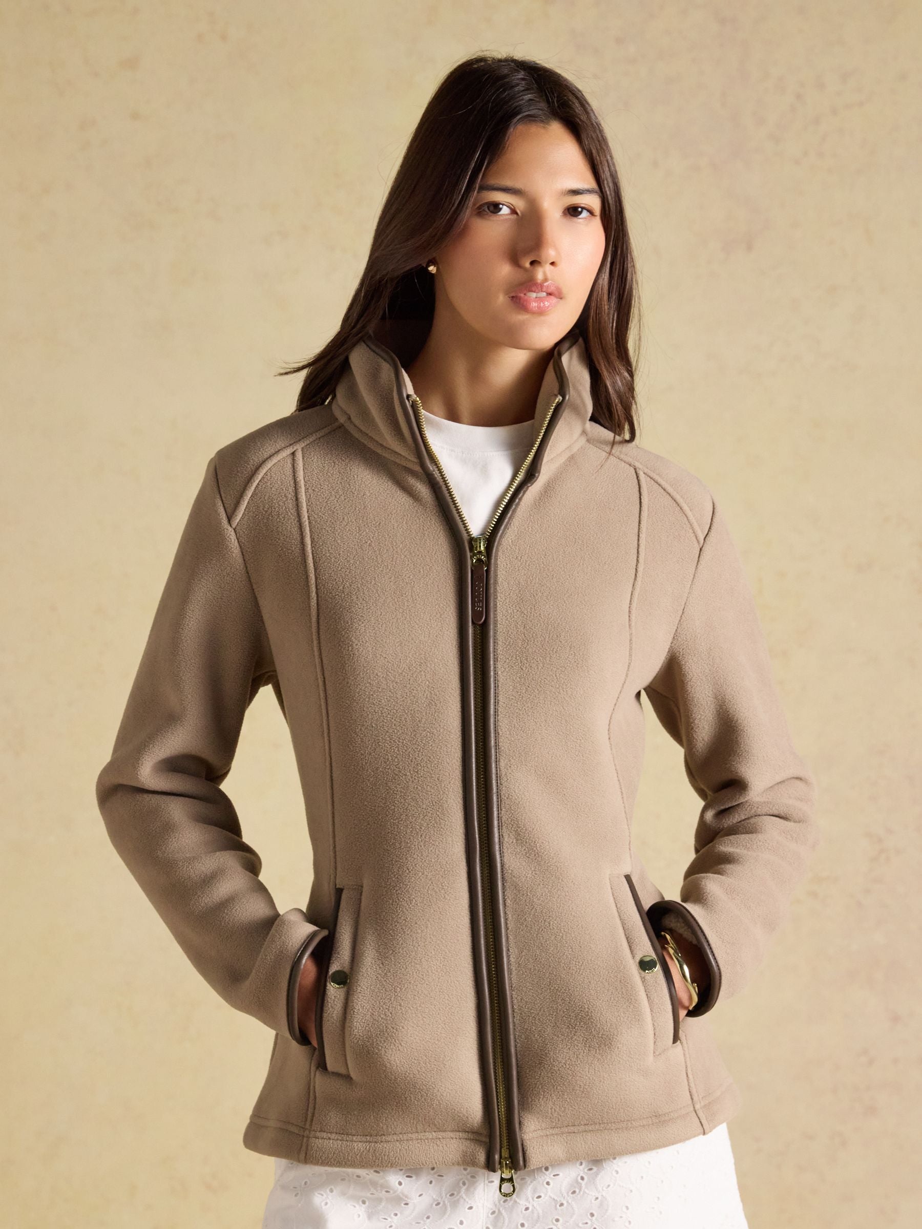 Heritage Mink Brown Regular Zip Up Polar Fleece