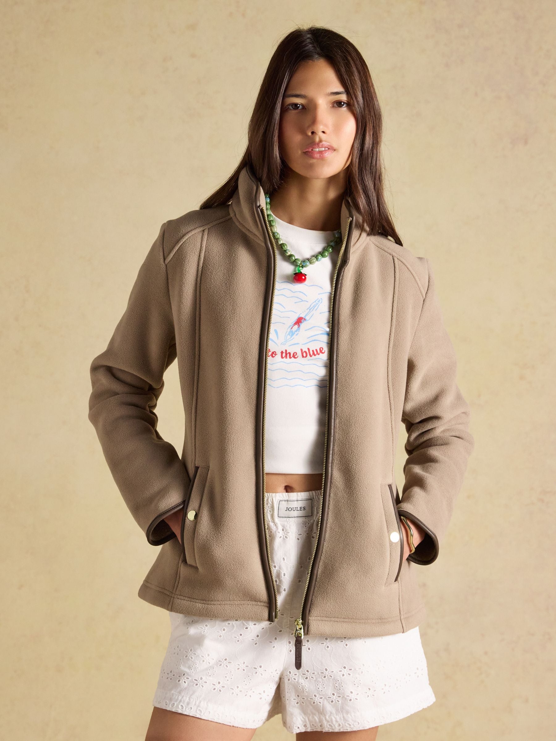 Heritage Mink Brown Regular Zip Up Polar Fleece