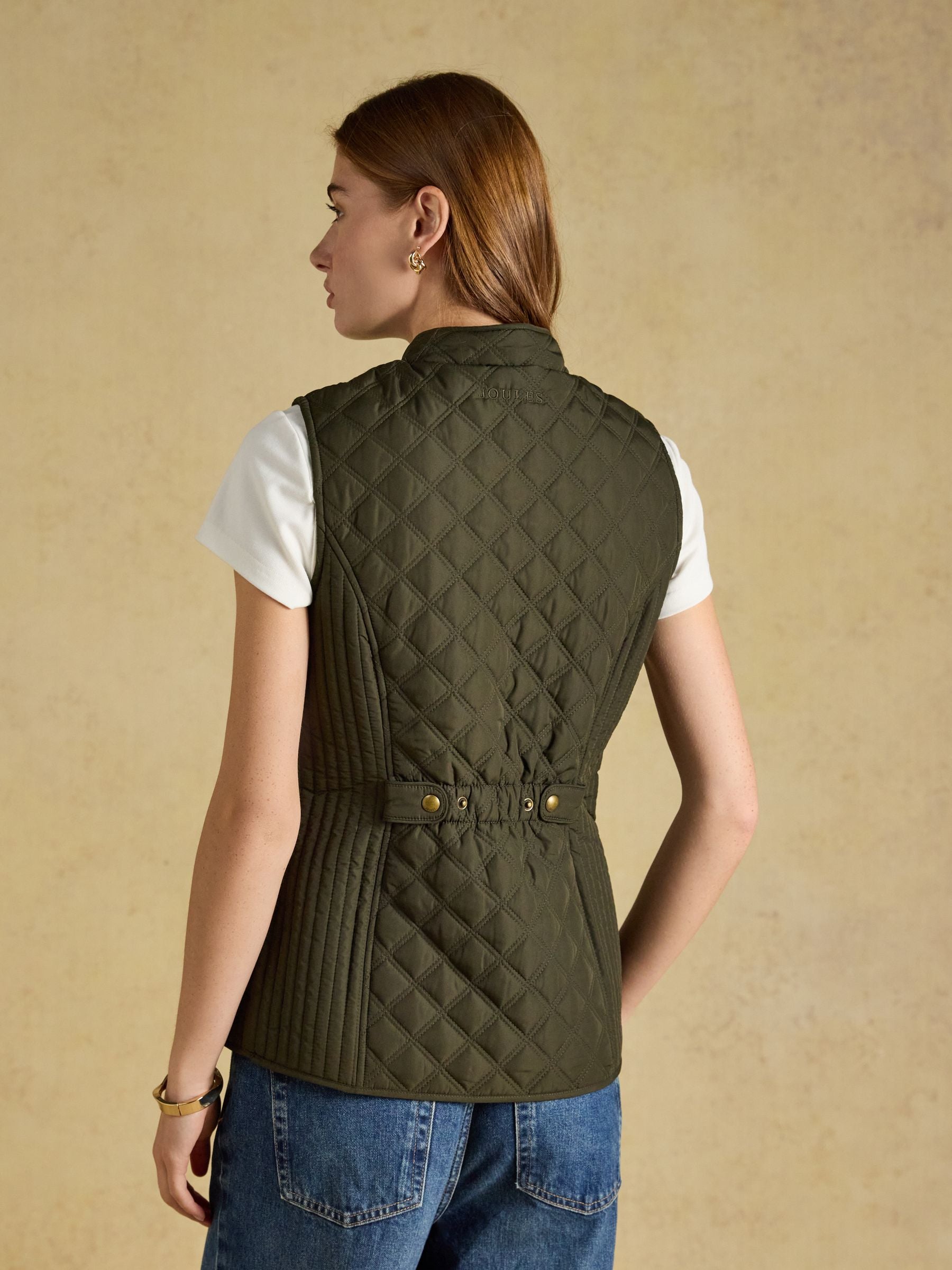 Minx Khaki Green Showerproof Diamond Quilted Gilet