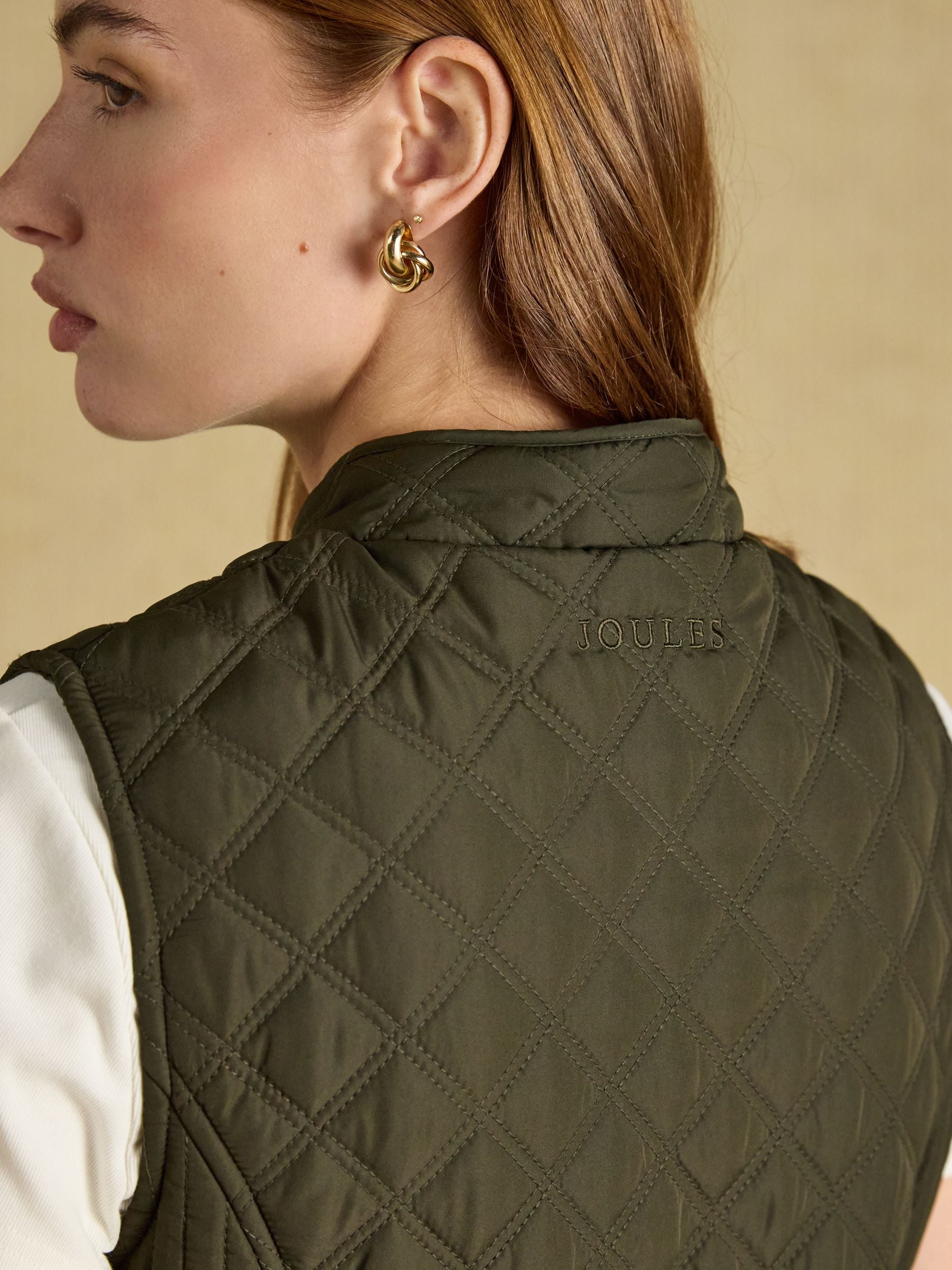 Minx Khaki Green Showerproof Diamond Quilted Gilet