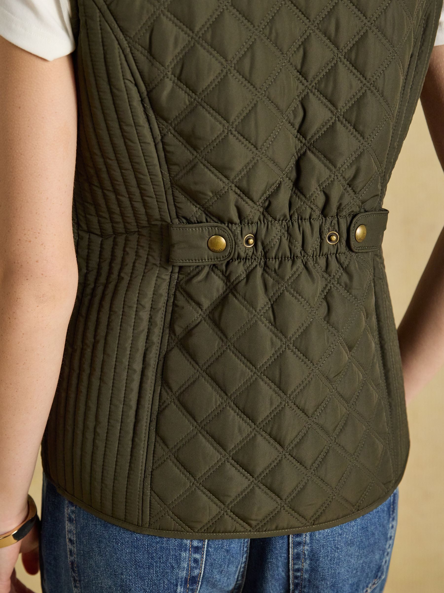 Minx Khaki Green Showerproof Diamond Quilted Gilet
