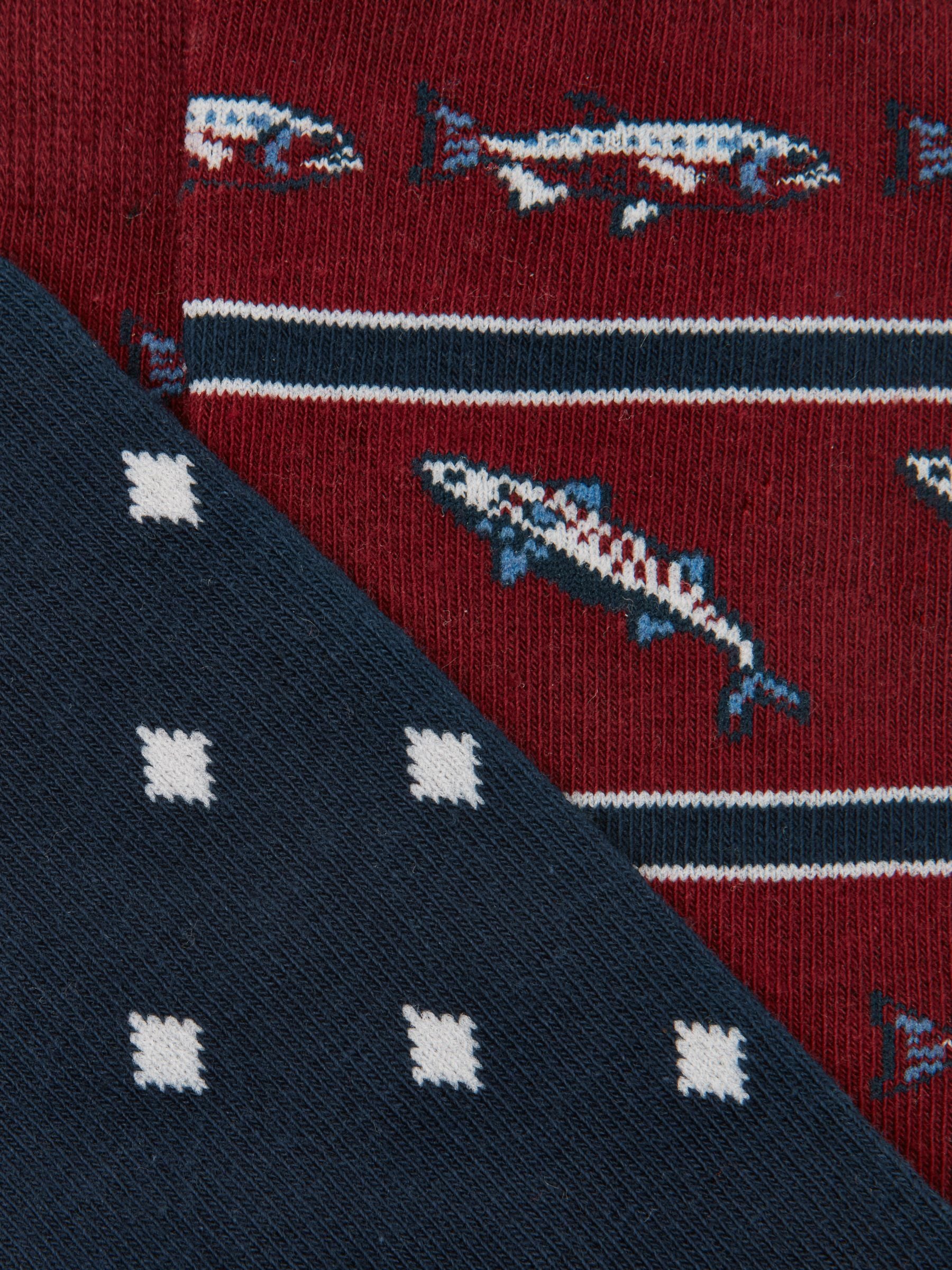 Men's Kingsbury Burgundy Fish Socks 2 Pack (Size 7–12)